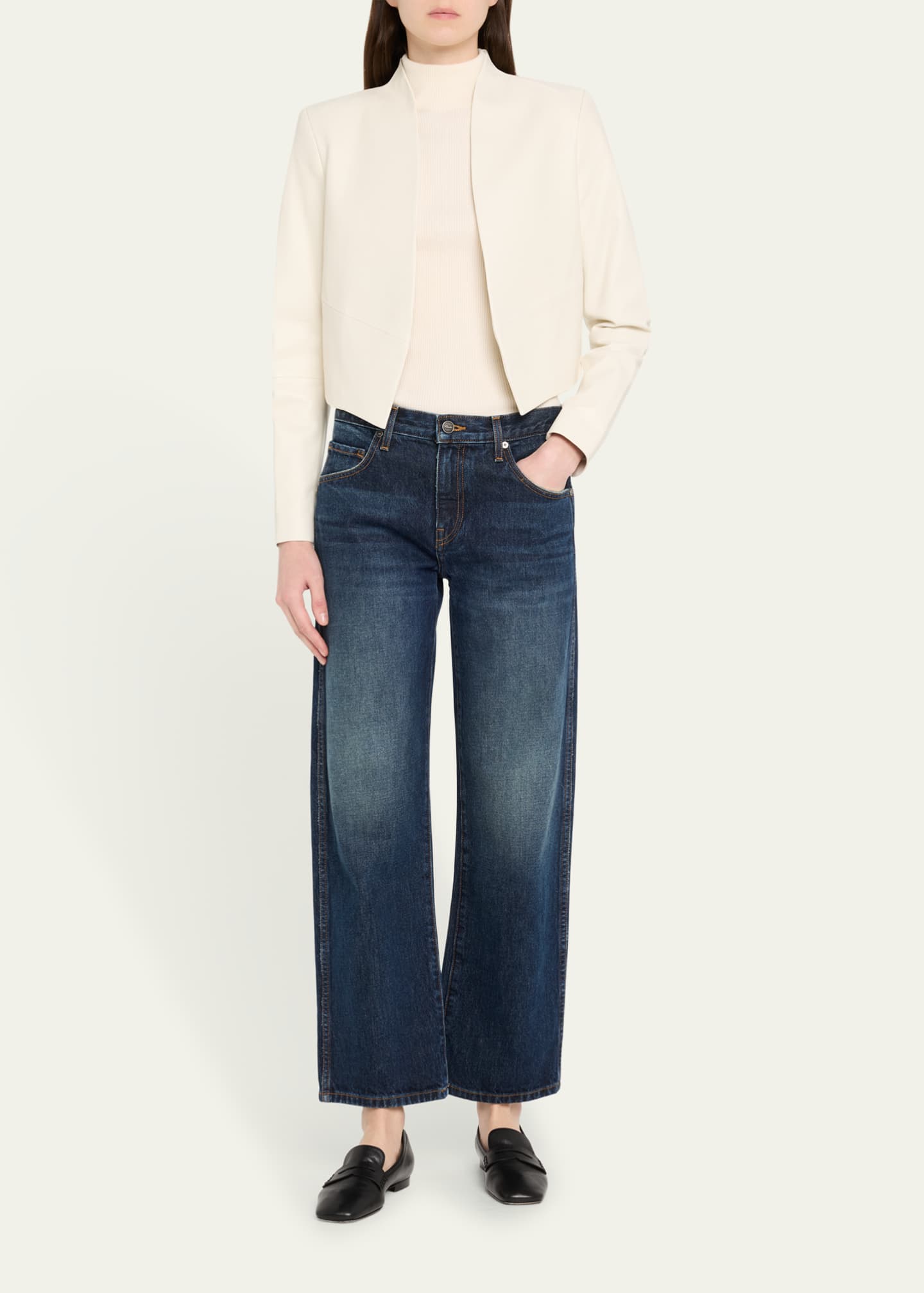 Alice Olivia Harvey Draped Open Front Leather Jacket Bergdorf