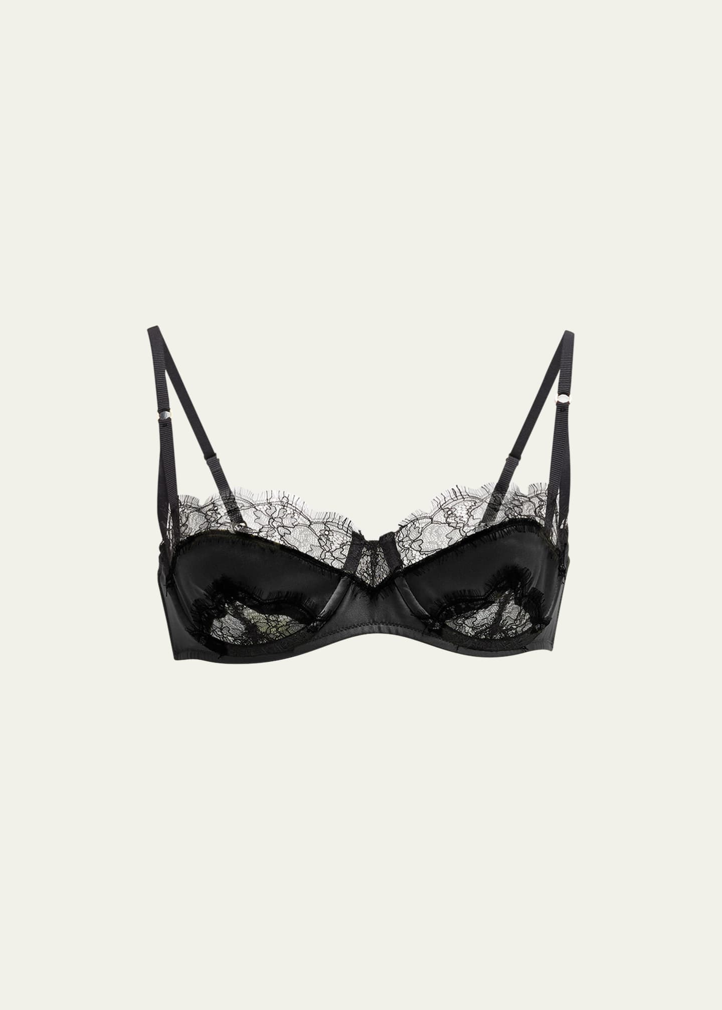 Luxury Underwired Balconette Bra in Black with Lace
