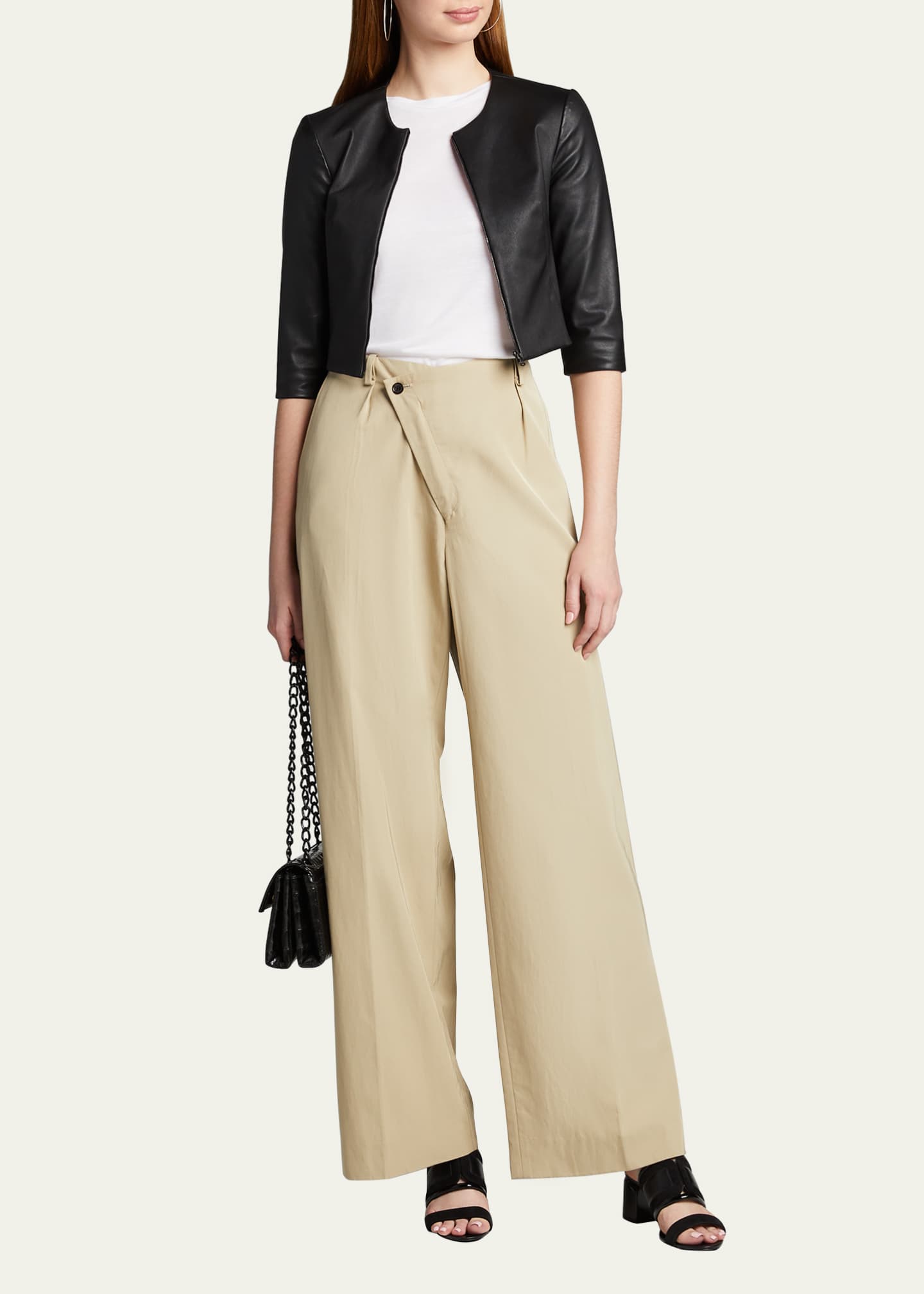 Susan Bender Stretch Leather Zip-Front Cardigan Image 2 of 5