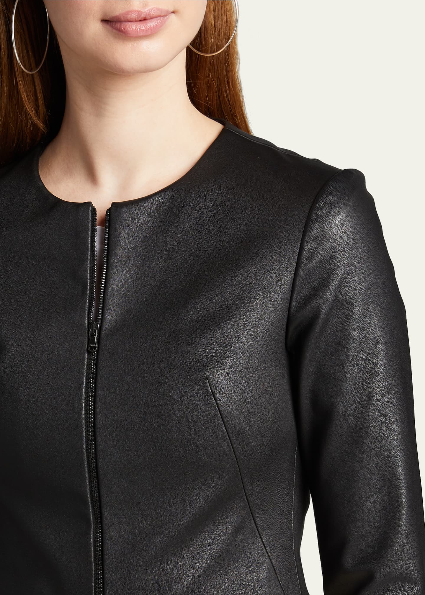 Susan Bender Stretch Leather Zip-Front Cardigan Image 5 of 5
