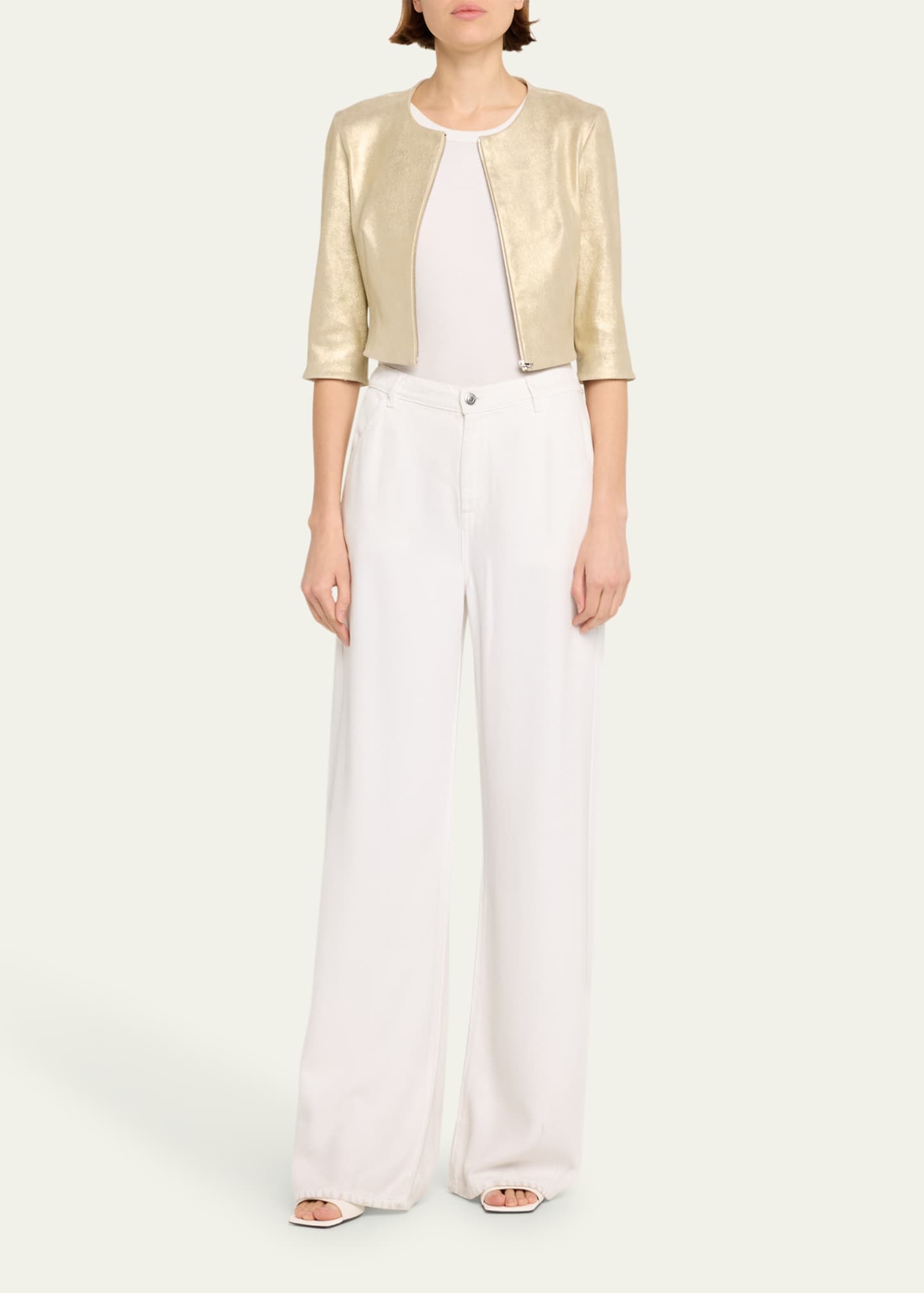 Susan Bender Stretch Leather Zip-Front Cardigan Image 2 of 5