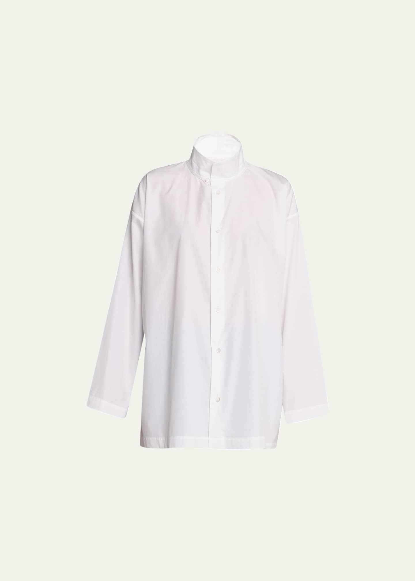 Eskandar Slim A-Line Two Collar Shirt With Step Insert (Long Length)