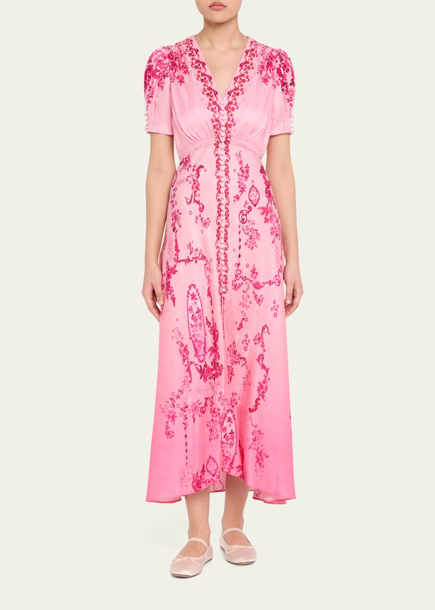 Saloni Lea Printed Long Dress Image 2 of 5