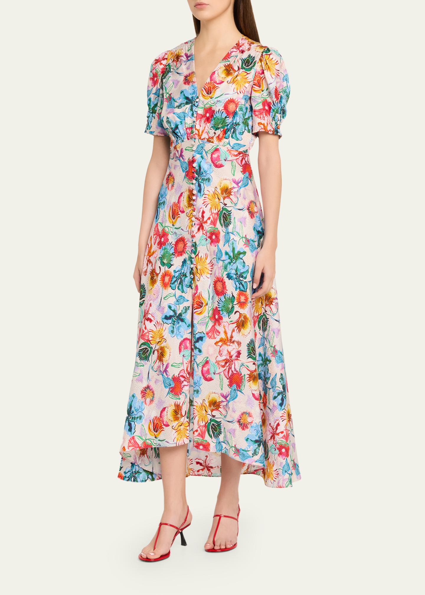 lea collection classic dress Saloni Printed Long Dress, Multi, Women's, 36EU Black Brown Beige Abstract Los Angeles Inventory Pink dress Imported. Select Shoe Size:40.5