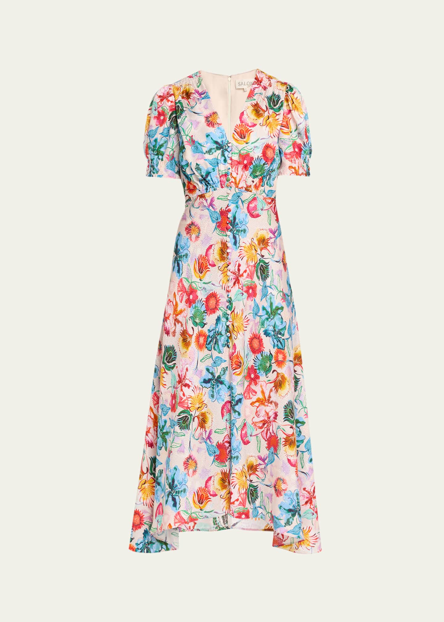 saloni lea silk dress Venyx Lea Long Dress in Navy Astro Embroidered