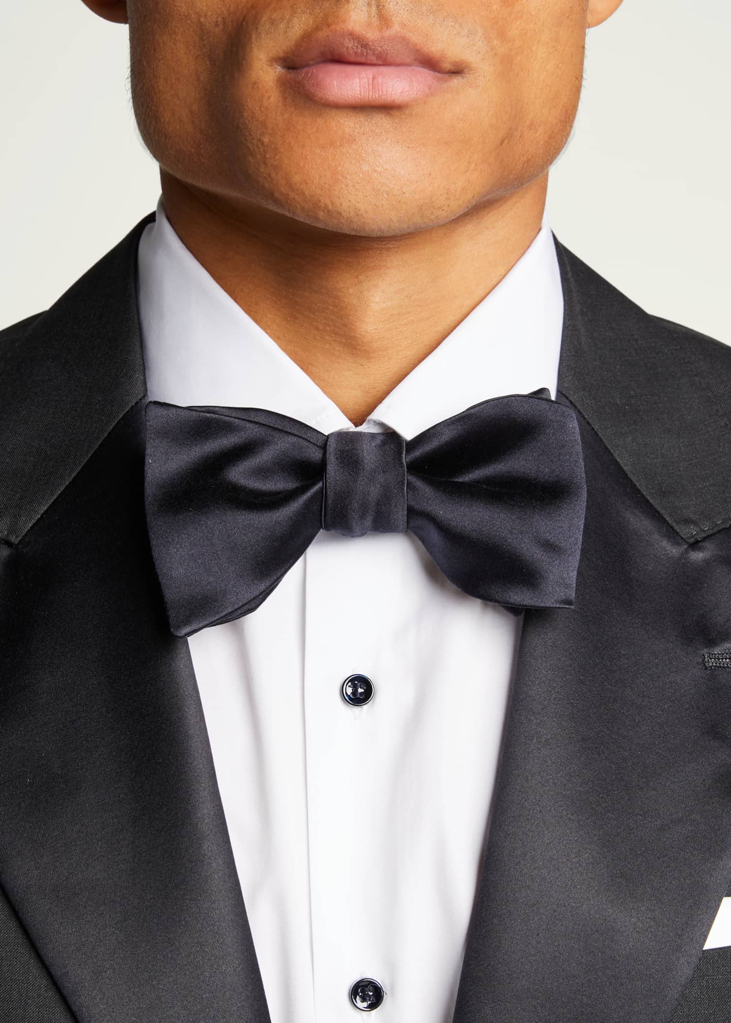 Brunello Cucinelli Basic Solid Silk and Cotton Bow Tie Image 2 of 2