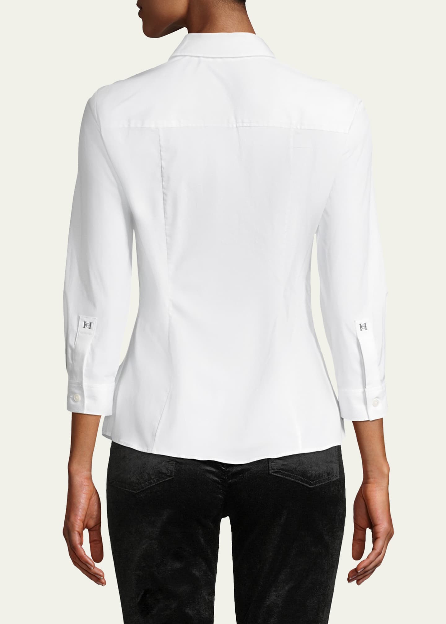 Carolina Herrera Classic Cotton Button-Front Shirt Image 3 of 5