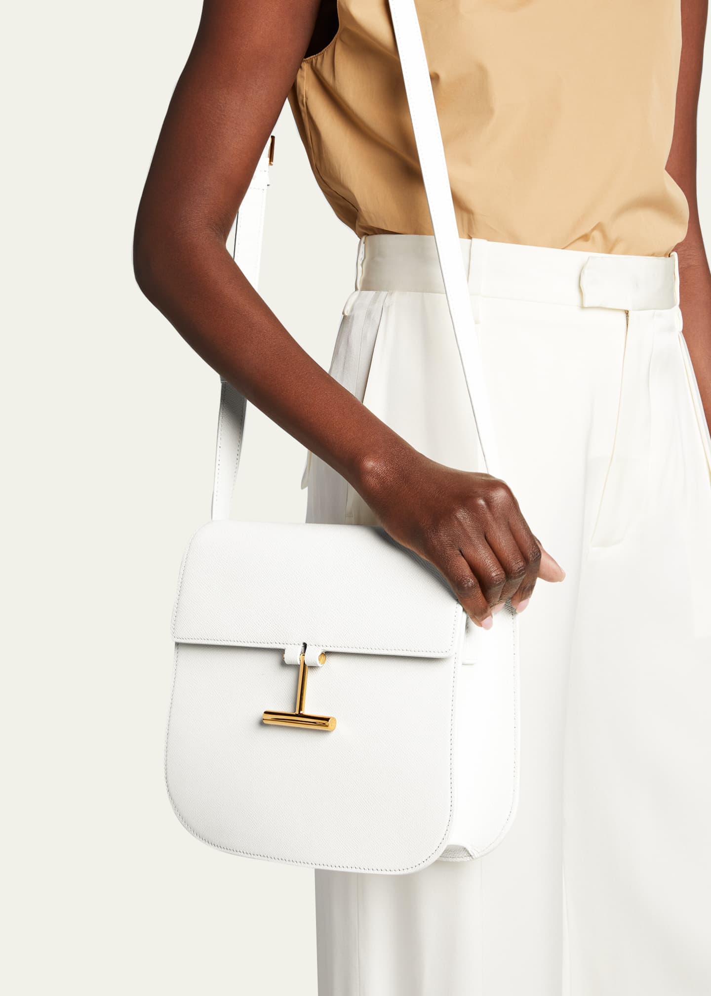 TOM FORD Tara Large Crossbody in Grained Leather with Leather