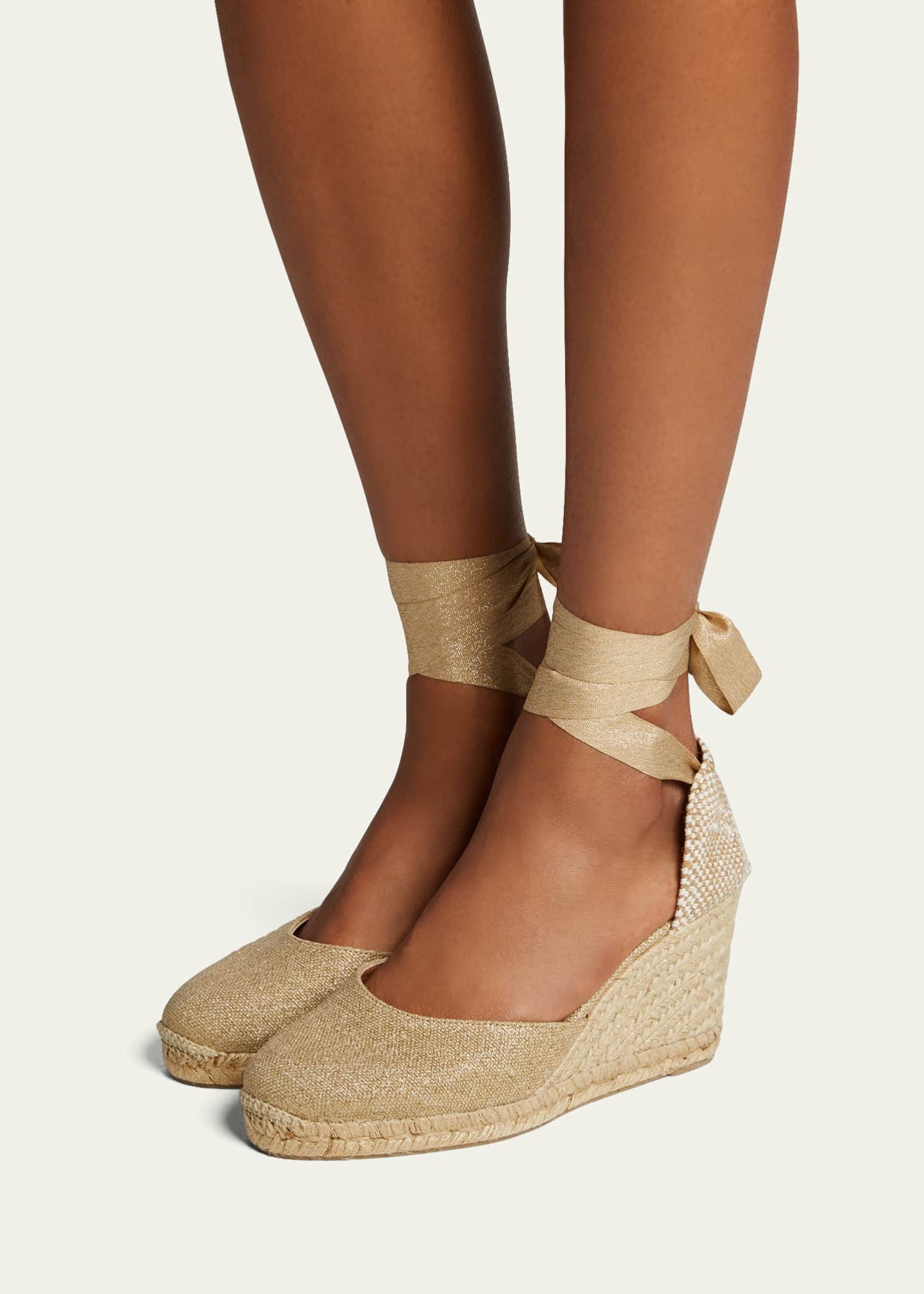 Castaner Carina Linen Wedge Espadrille Sandals