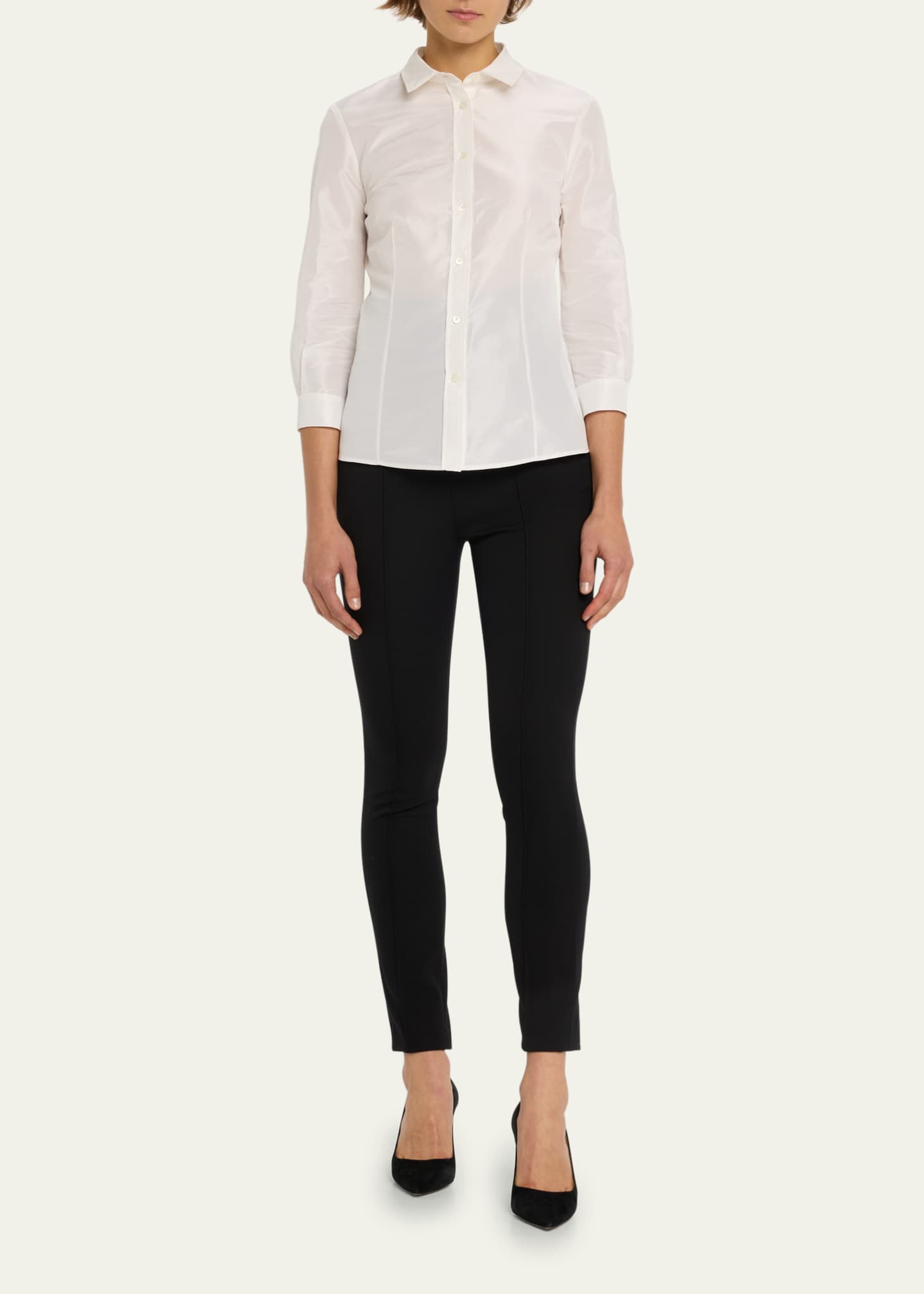 Carolina Herrera Taffeta Button-Front Shirt Image 2 of 5
