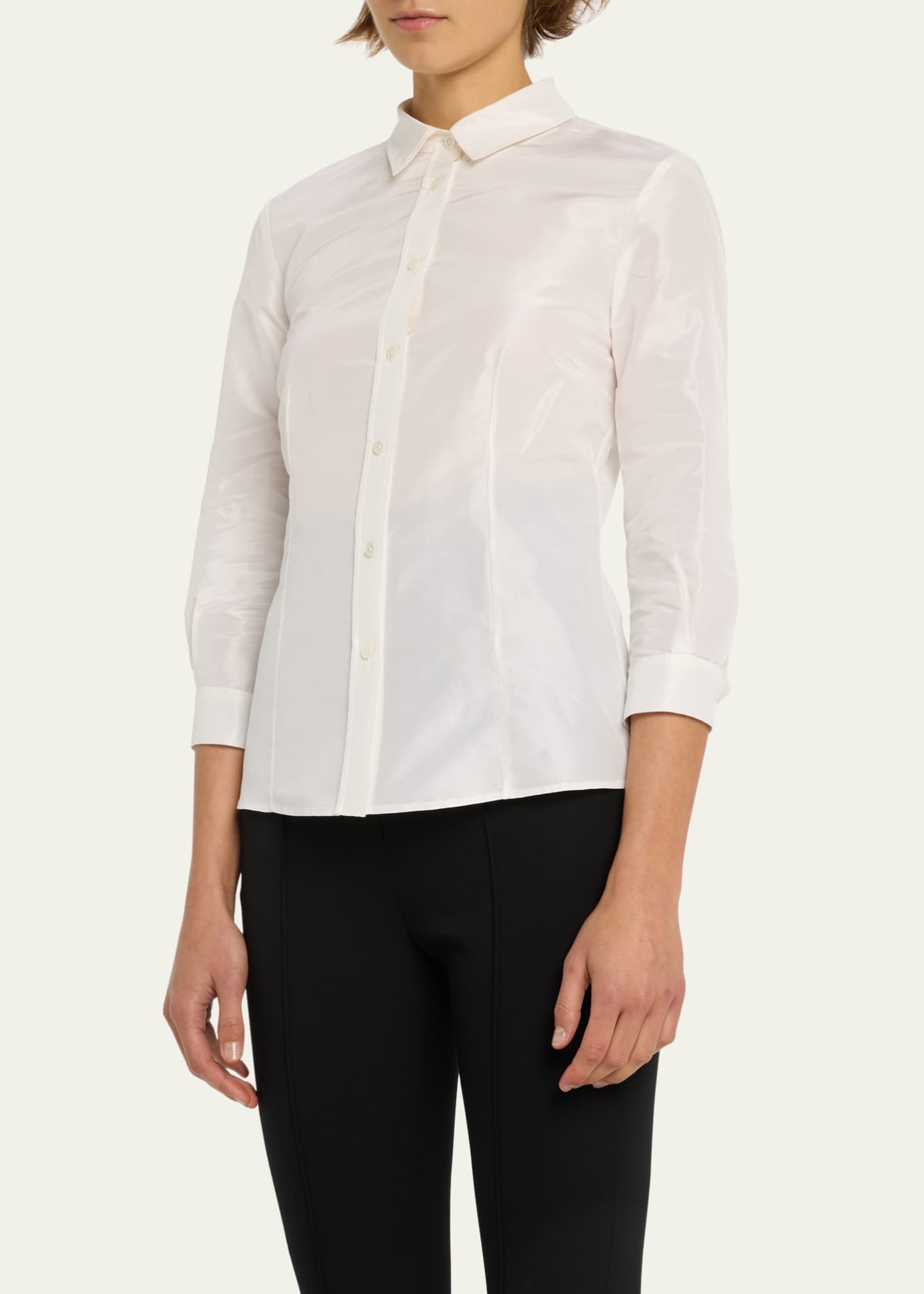 Carolina Herrera Taffeta Button-Front Shirt Image 4 of 5