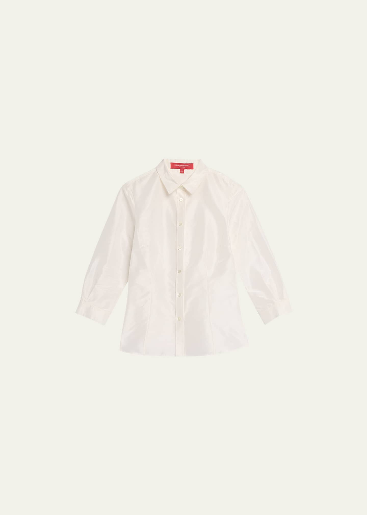 Carolina Herrera Taffeta Button-Front Shirt Image 1 of 5