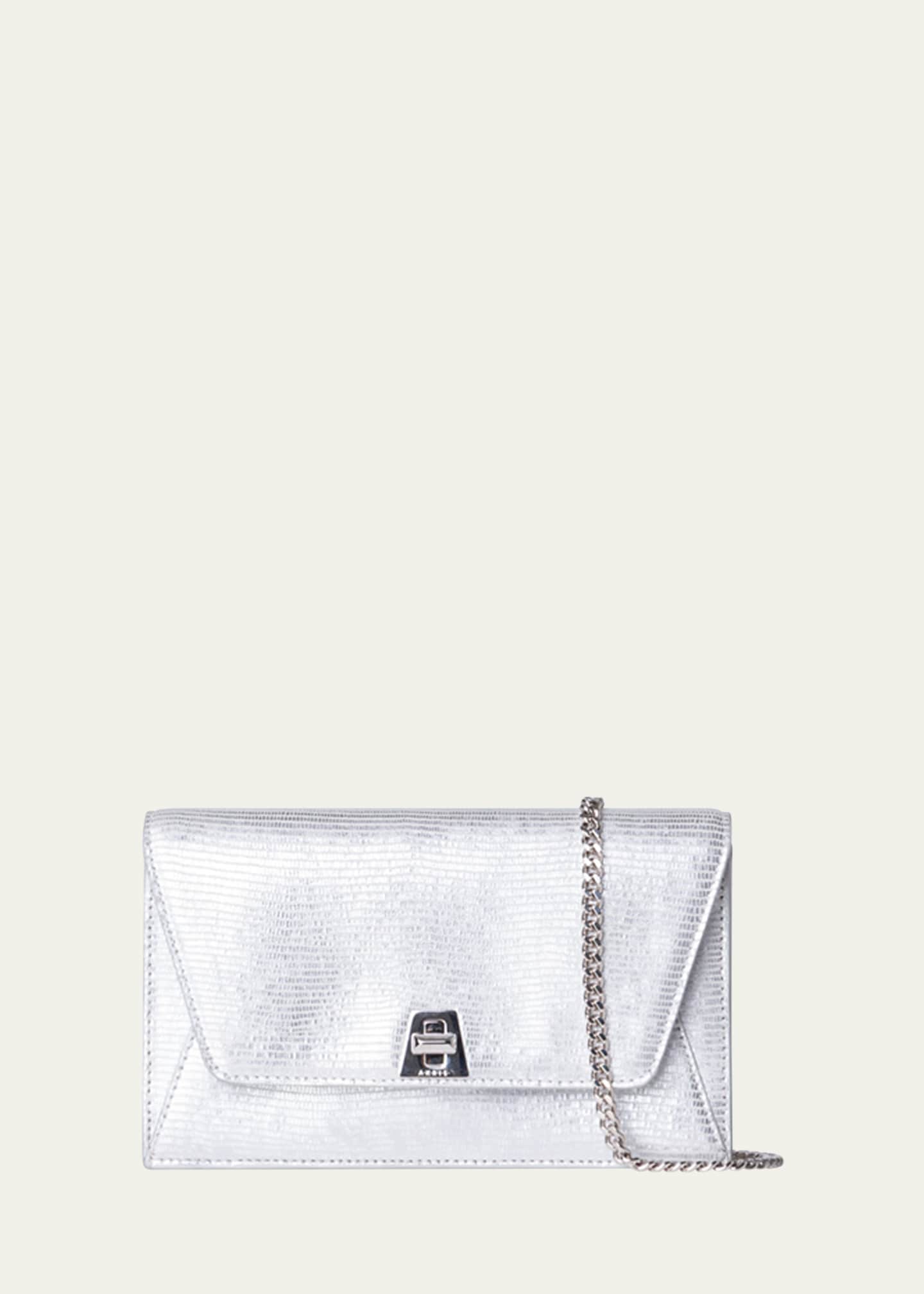 Akris Anouk Lizard-Print Clutch Bag w/ Chain Image 1 of 5