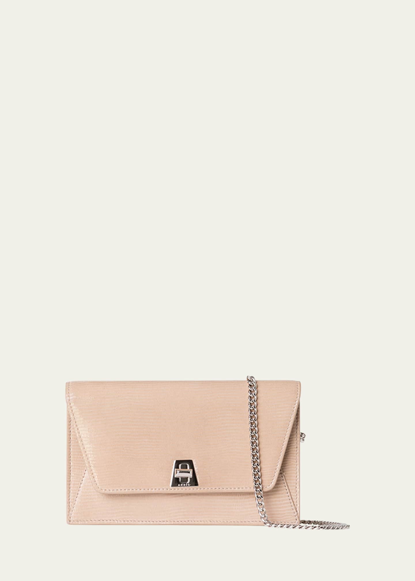 Akris Anouk Lizard-Print Clutch Bag w/ Chain Image 1 of 5
