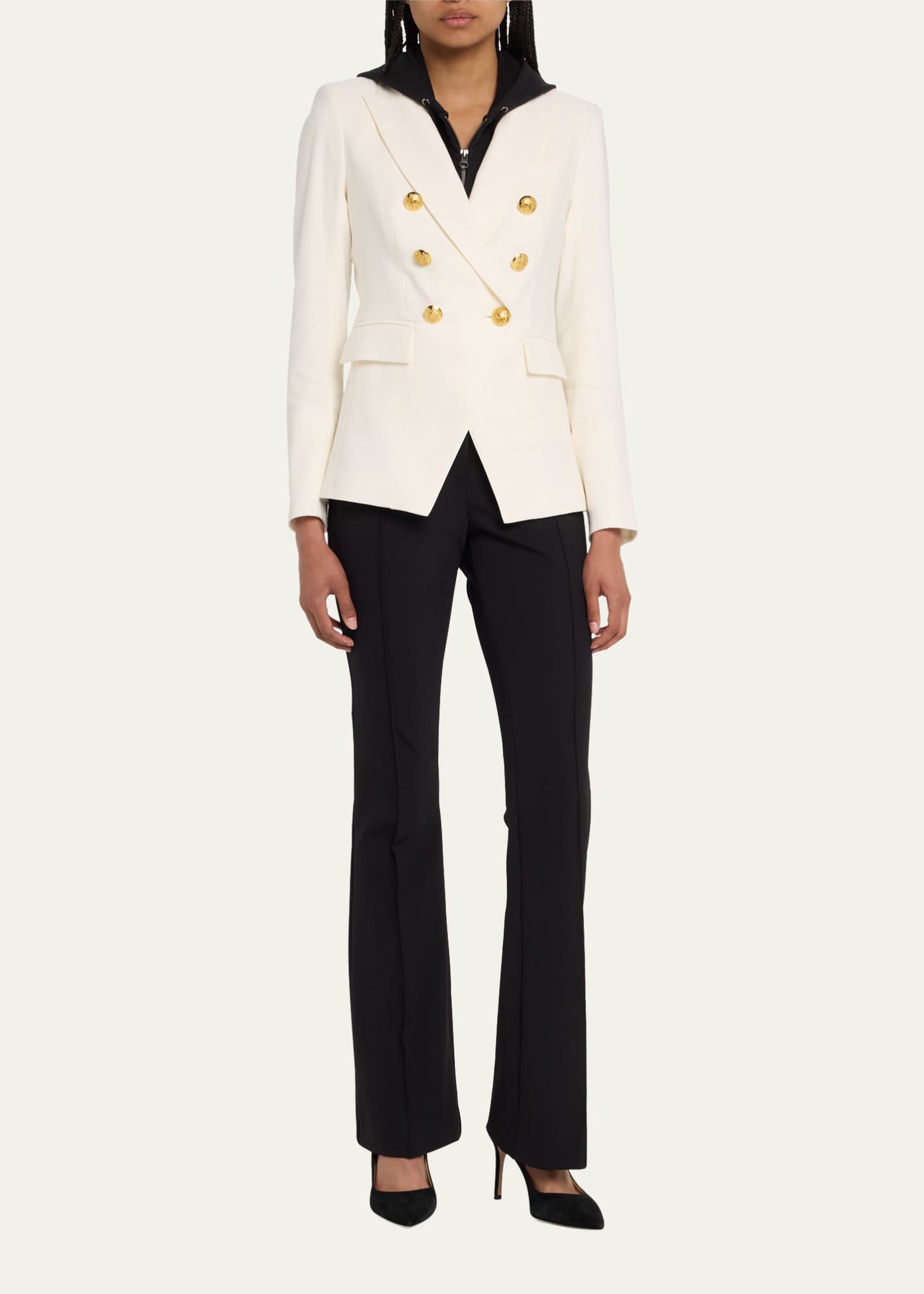 Veronica Beard Hibiscus Pintuck Boot-Cut Pants Image 2 of 4