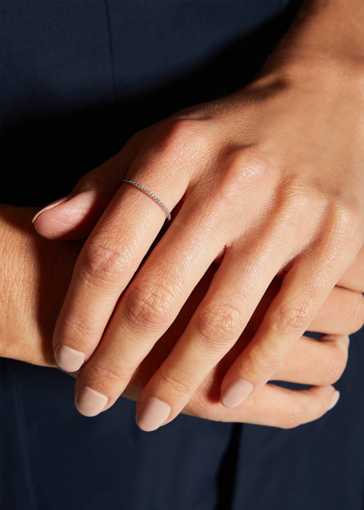 Lana 14k Gold Thin Flawless Diamond Stack Ring Image 2 of 4