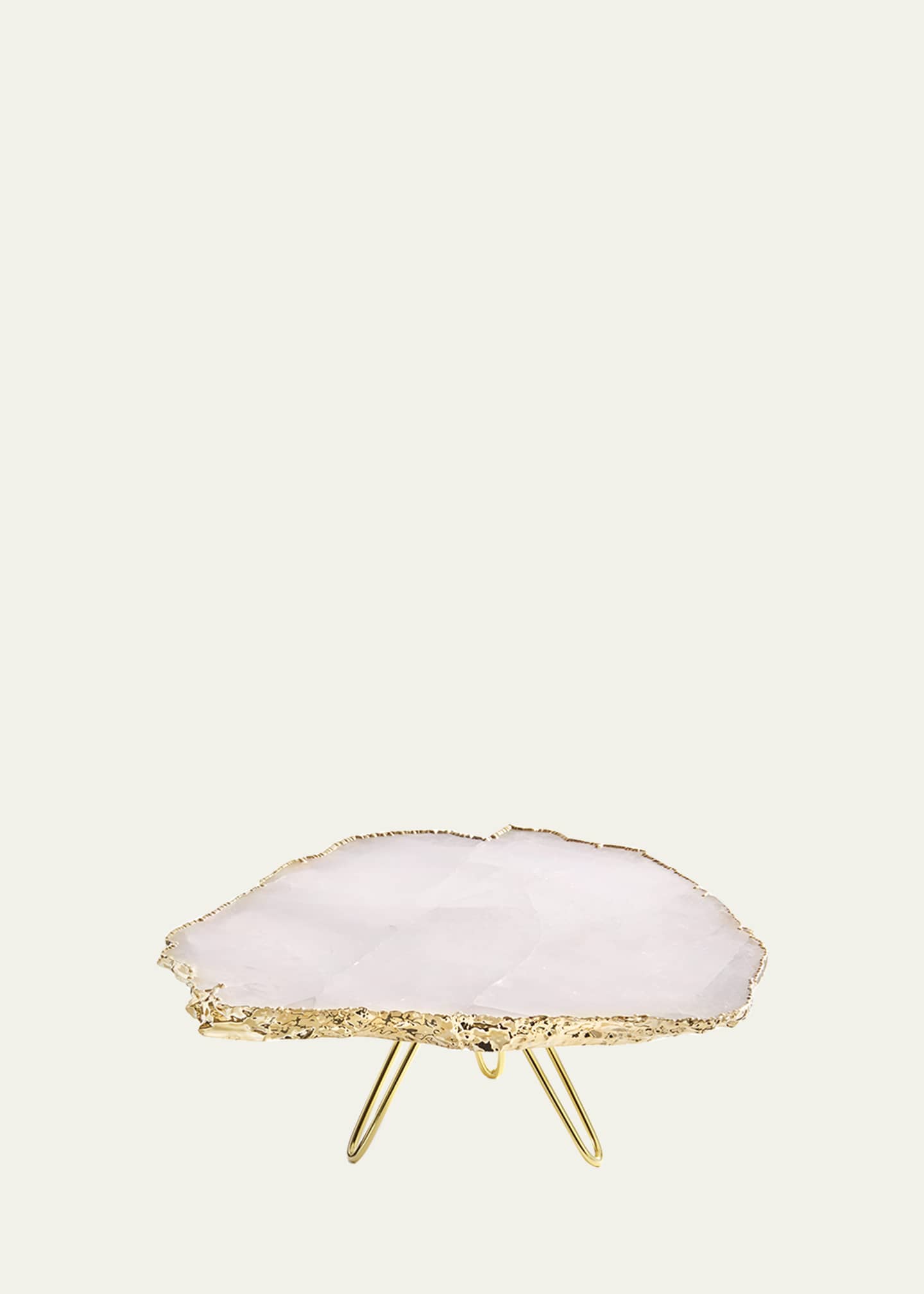 ANNA New York Torta Rose Quartz Cake Stand, Gold