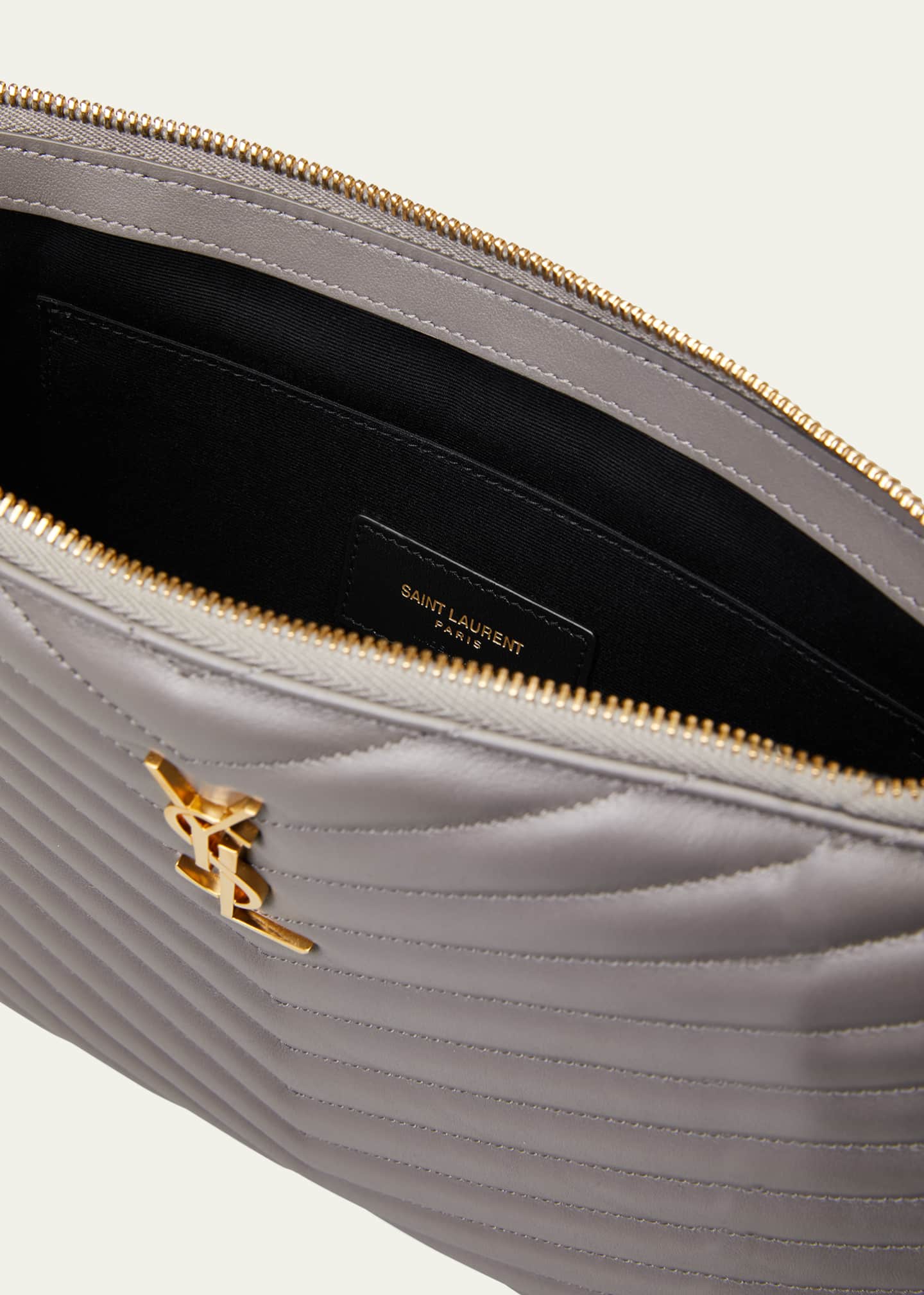 Saint Laurent Monogram YSL Quilted Wristlet Pouch Bag Bergdorf Goodman