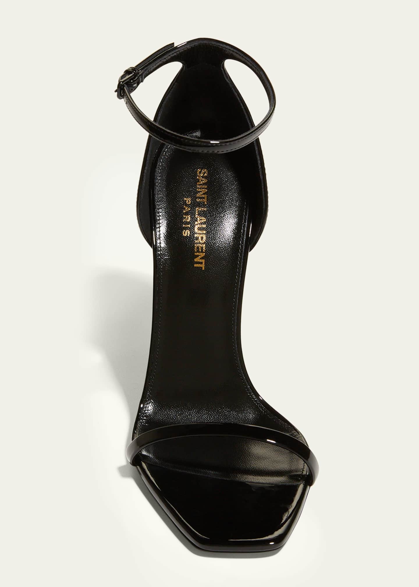 Saint Laurent Women s Opyum Leather Sandals Black Size 7.5