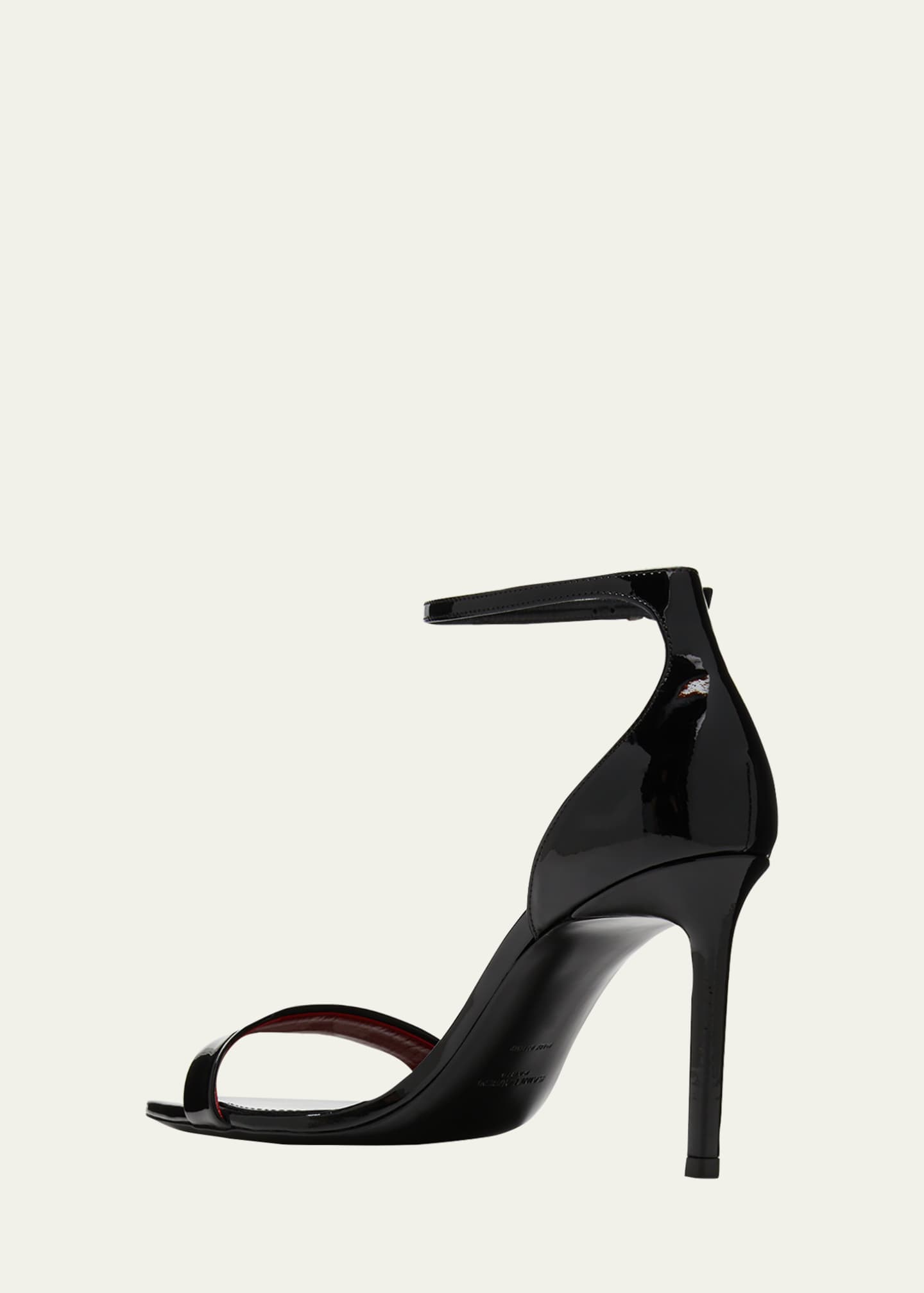 Saint Laurent Amber Patent Ankle-Wrap Sandals - Bergdorf Goodman