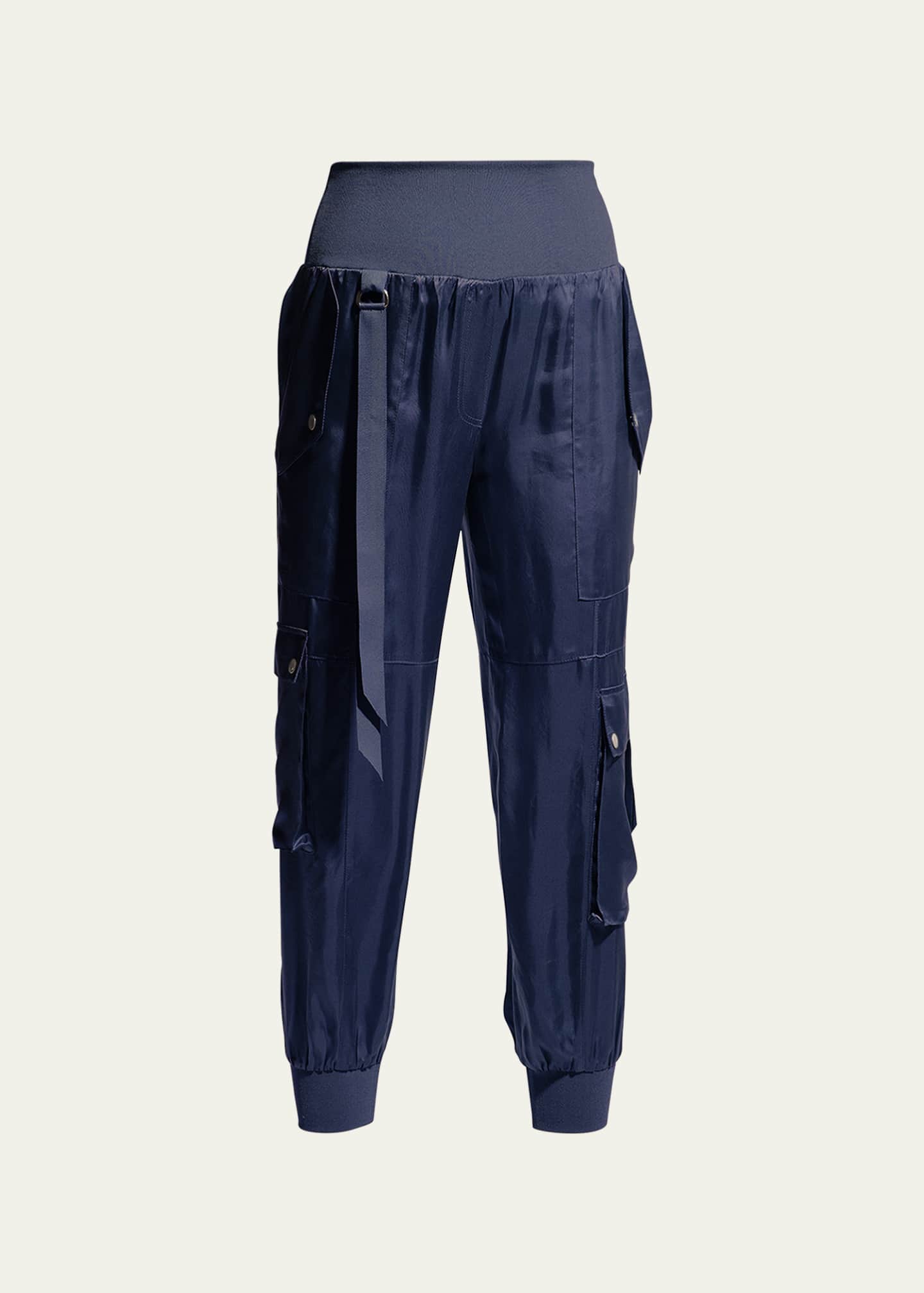Cinq a Sept Harmony Satin Cargo Jogger Pants - Bergdorf Goodman