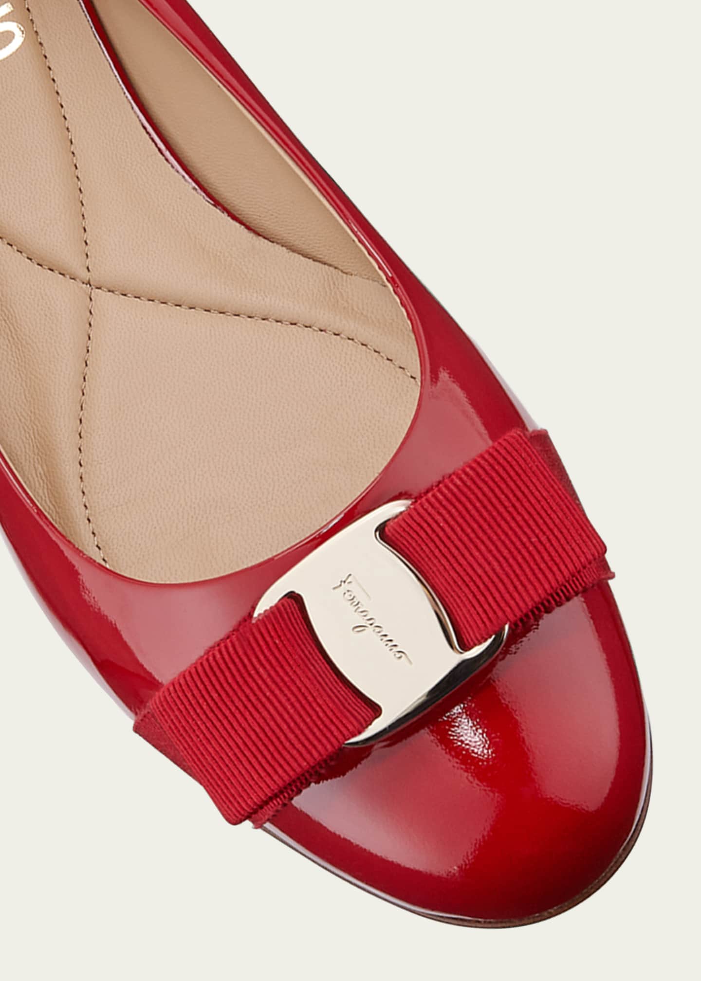 Ferragamo Varina Patent Leather Bow Ballerina Flats - Bergdorf Goodman