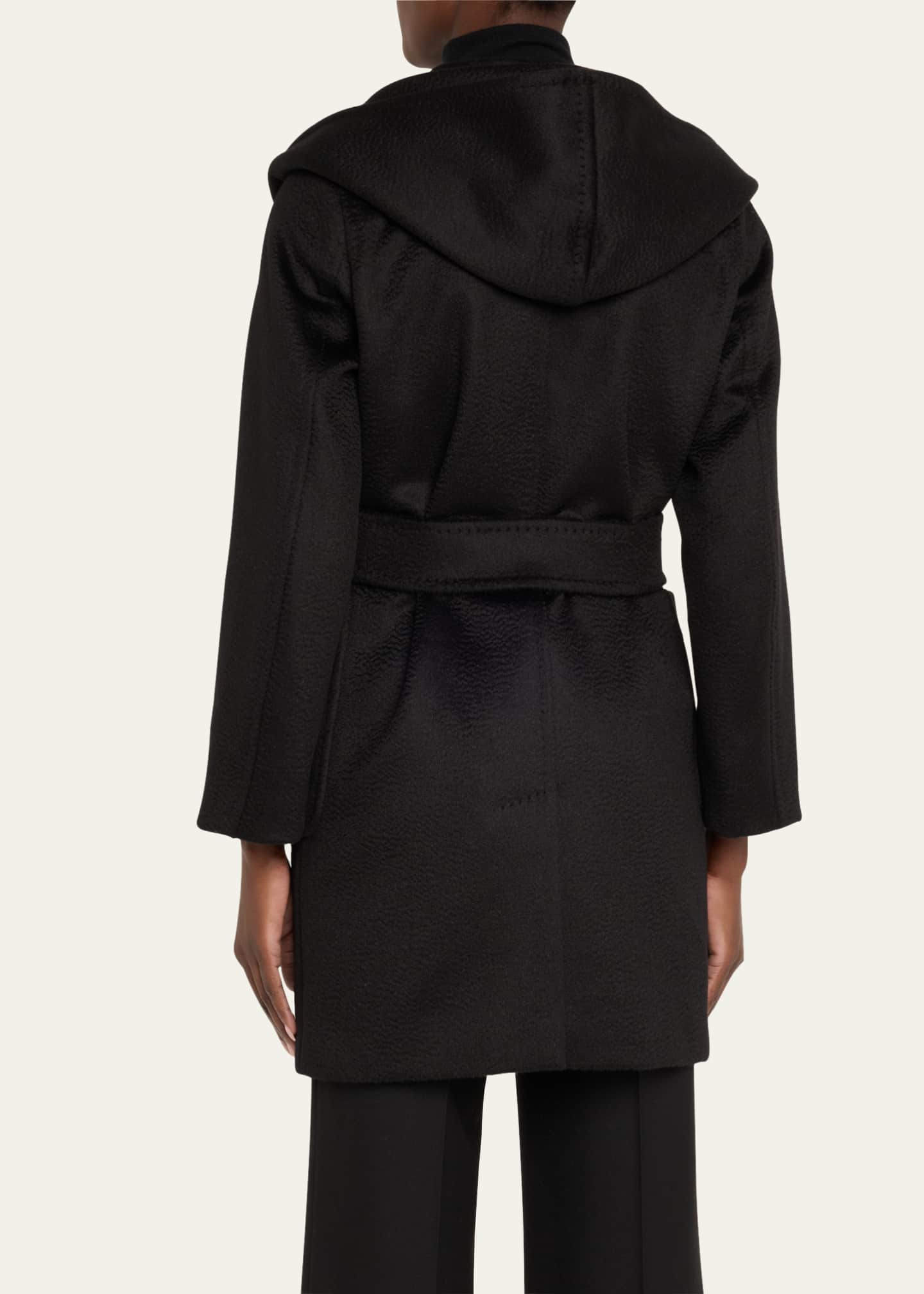Max Mara Rialto Camel Hair Belted Short Hooded Coat - Bergdorf Goodman