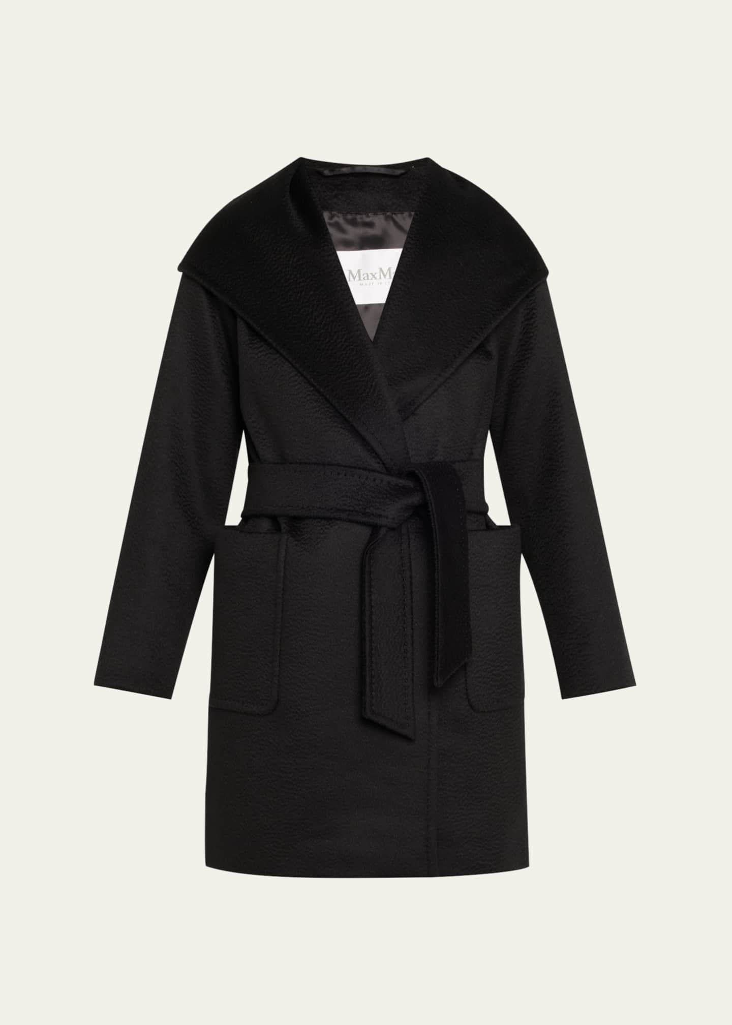 Max Mara Rialto Camel Hair Belted Short Hooded Coat - Bergdorf Goodman