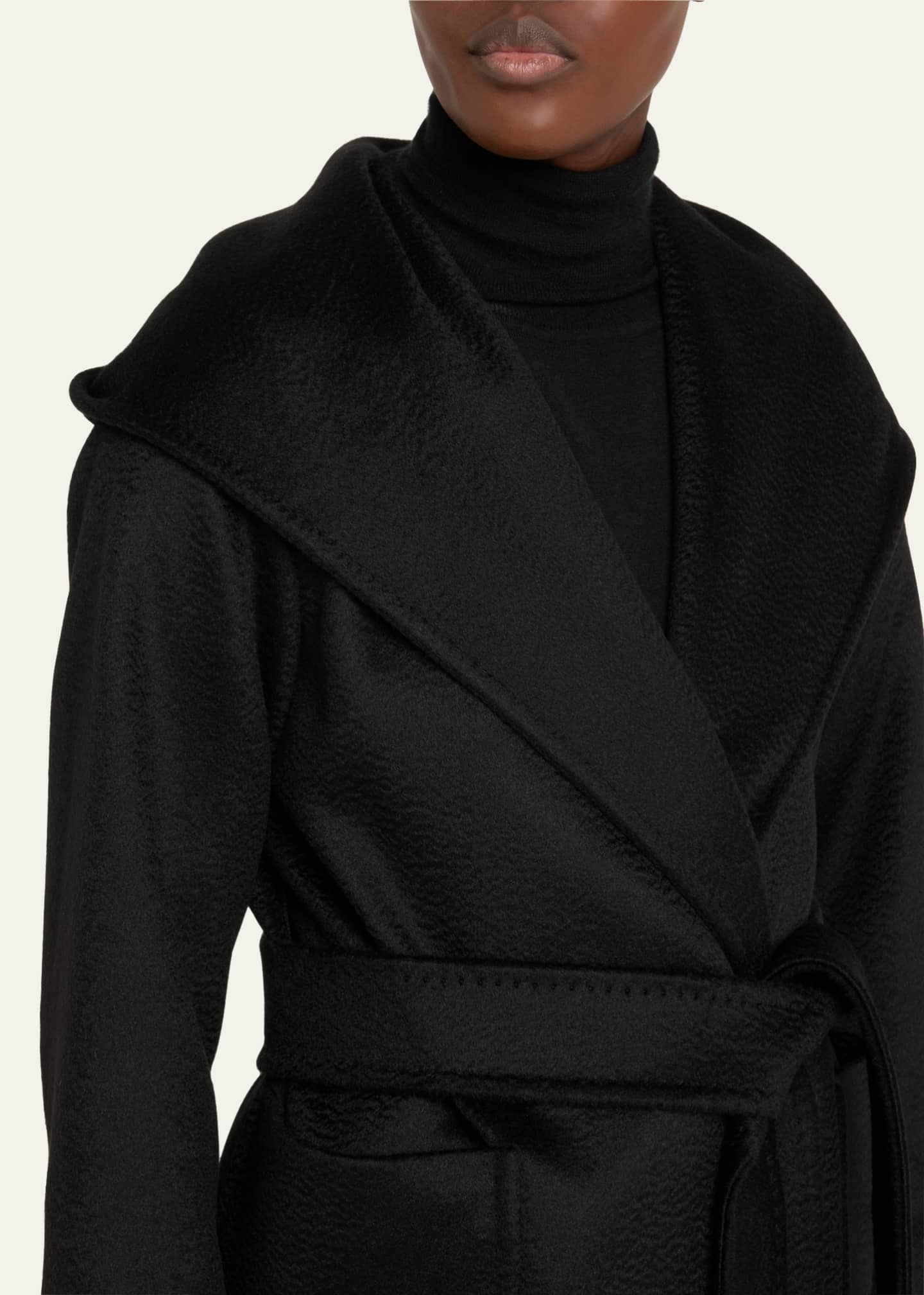 Max Mara Rialto Camel Hair Belted Short Hooded Coat - Bergdorf Goodman
