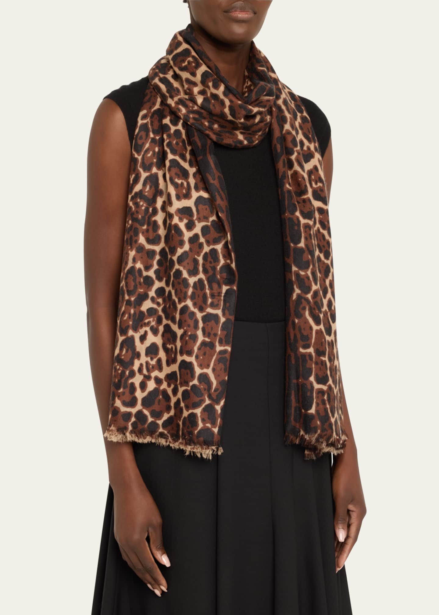 Sofia Cashmere Lightweight Cashmere Leopard-Print Scarf Image 3 of 4
