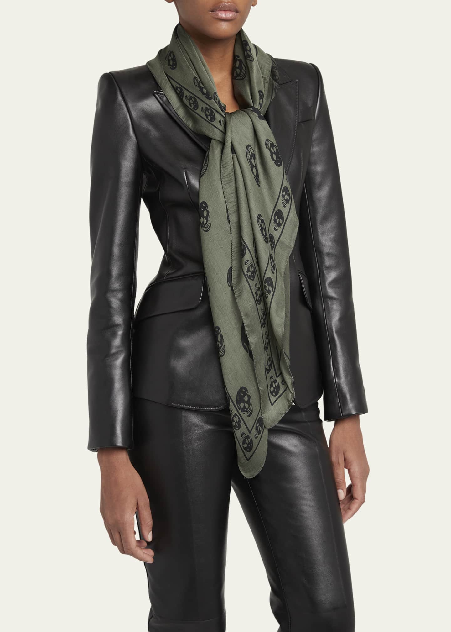 McQueen Silk Chiffon Skull Scarf Image 3 of 4