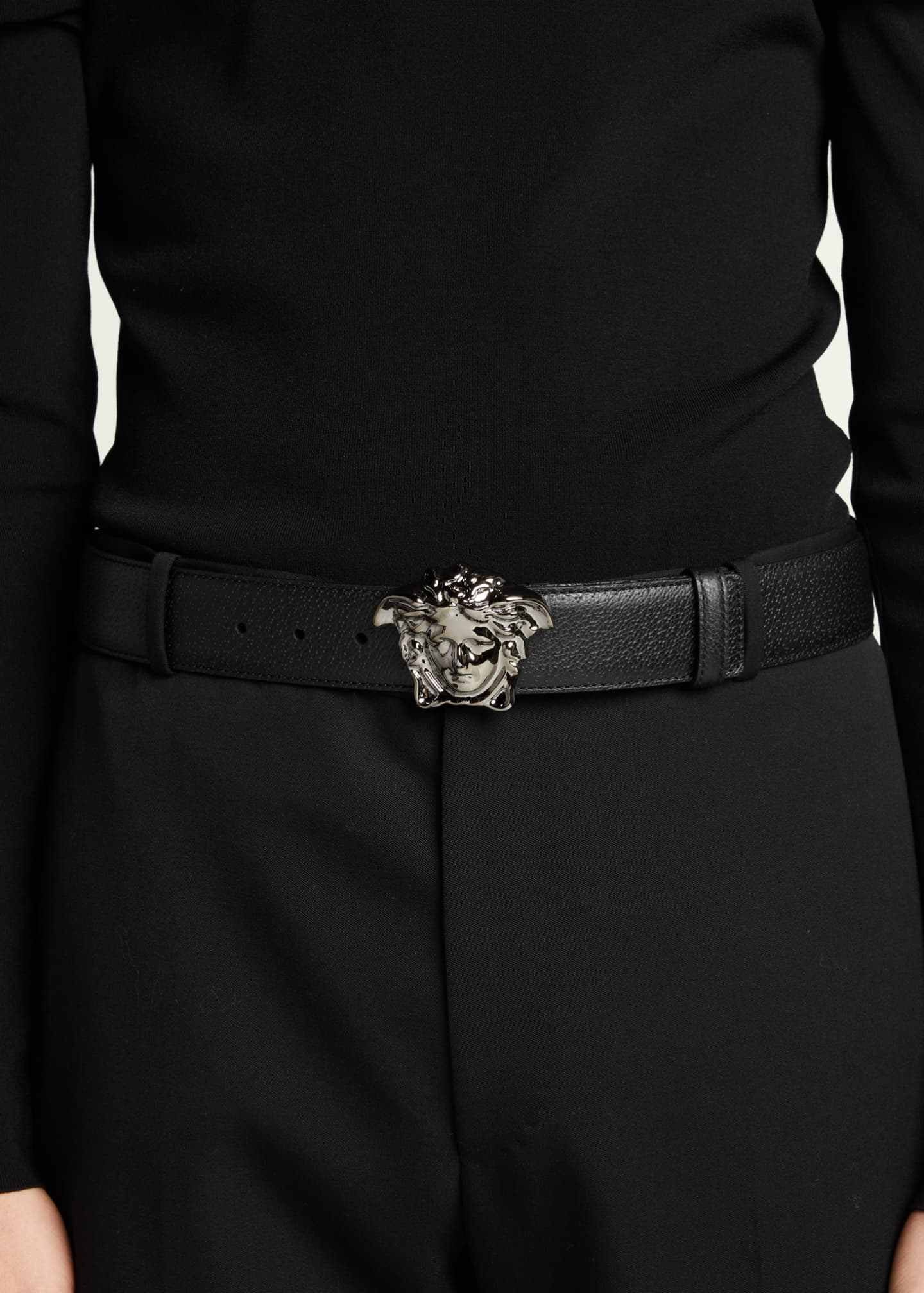 Versace Men's Leather Medusa-Buckle Belt