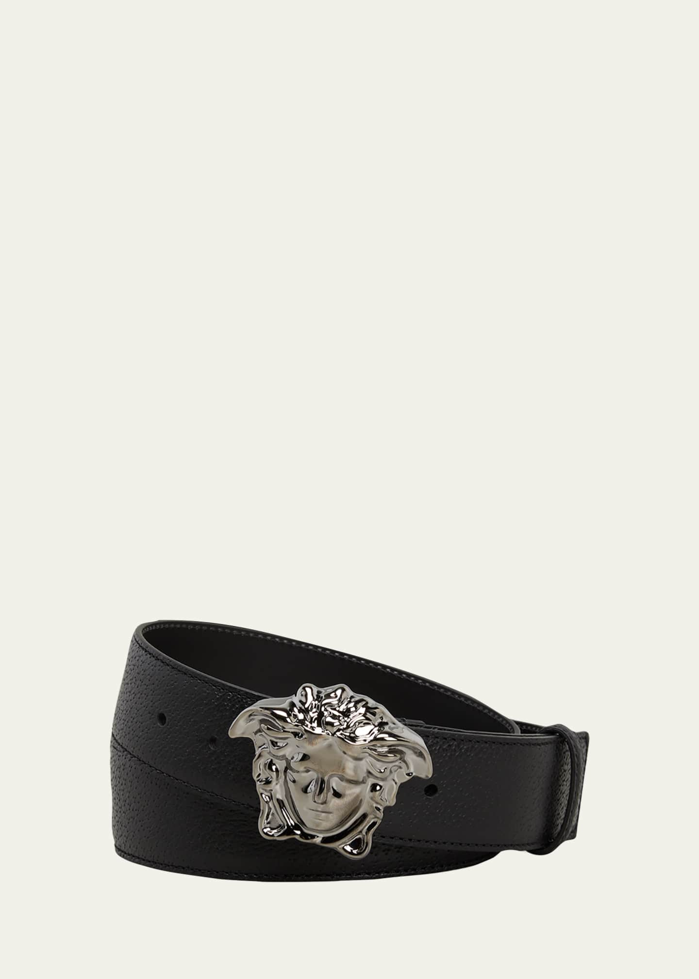 Versace Men's Leather Medusa-Buckle Belt