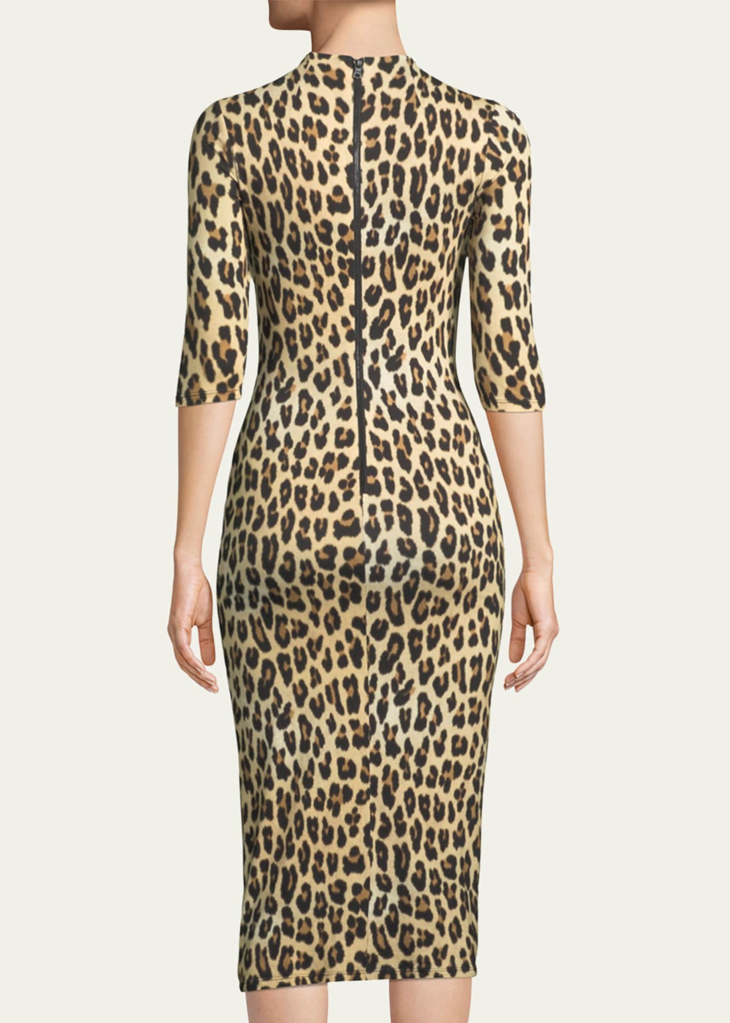 Alice + Olivia Delora Fitted Leopard Mock-Neck Dress - Bergdorf Goodman