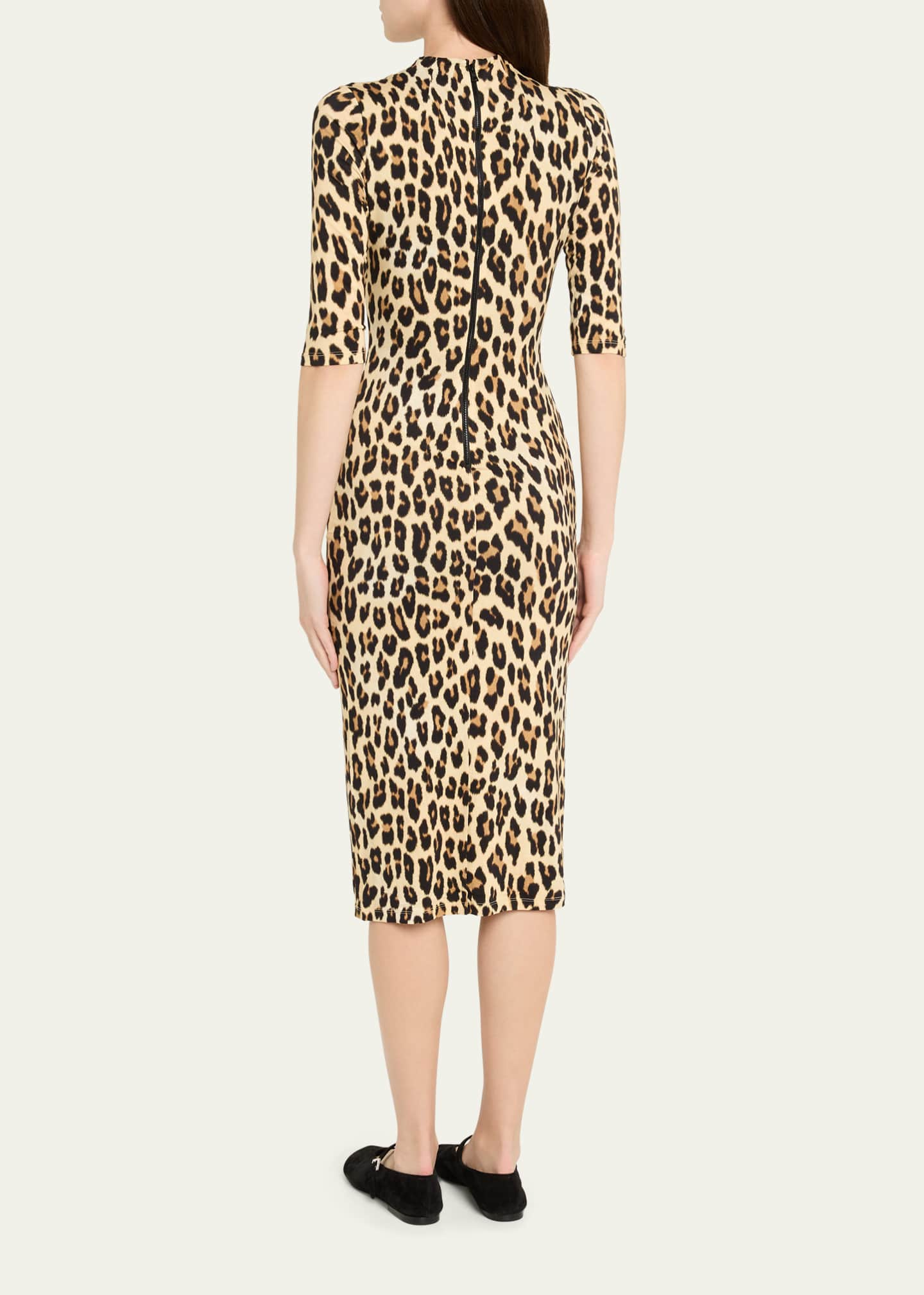 Alice + Olivia Delora Fitted Leopard Mock-Neck Dress - Bergdorf Goodman