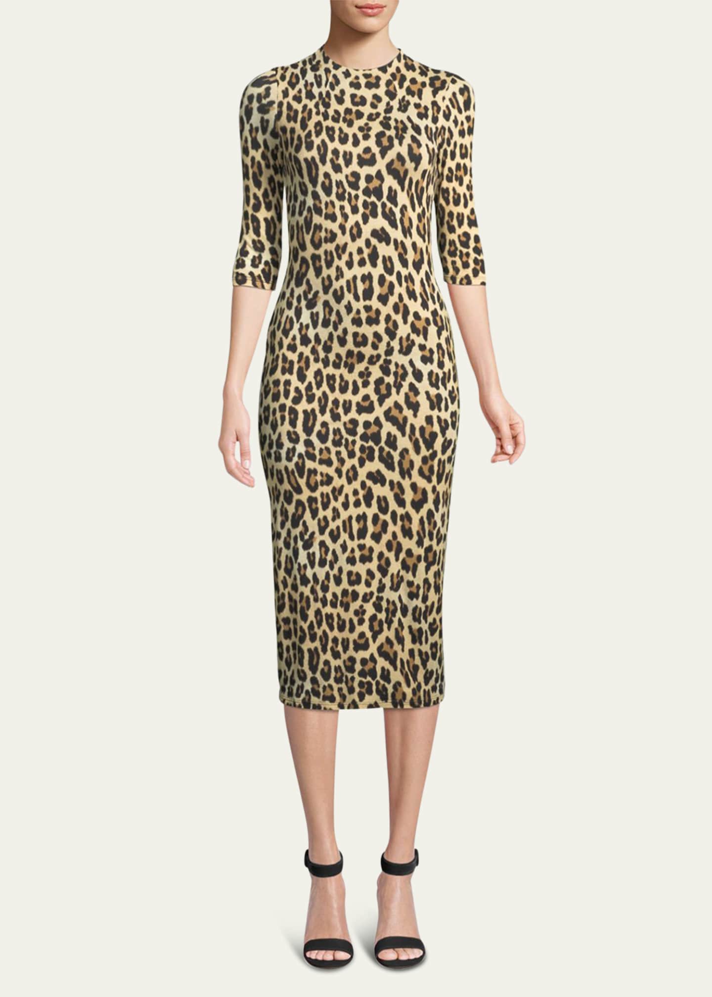 Alice + Olivia Delora Fitted Leopard Mock-Neck Dress - Bergdorf Goodman