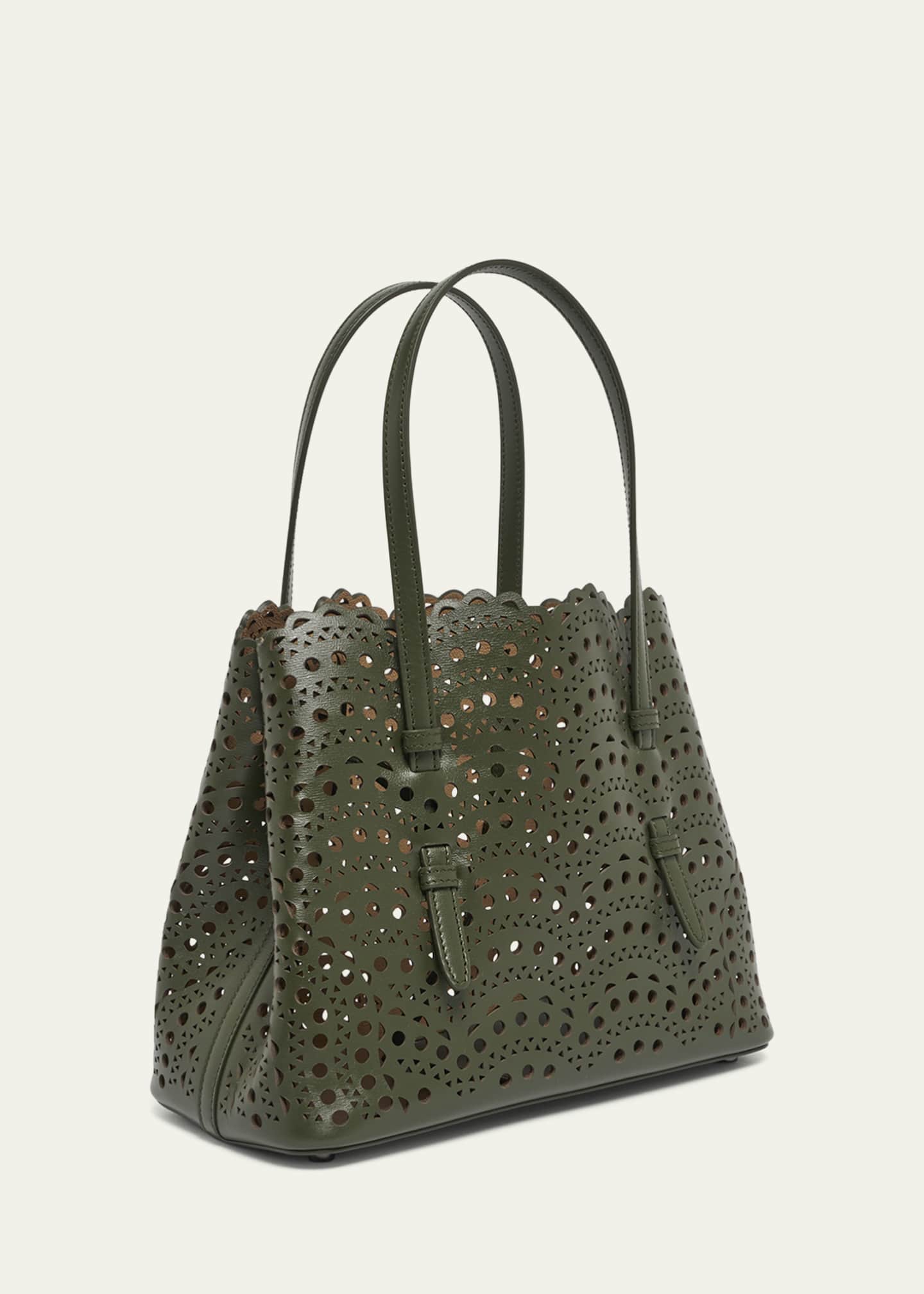 ALAIA Mina 25 Tote Bag in Vienne Wave Perforated Leather Image 3 of 6