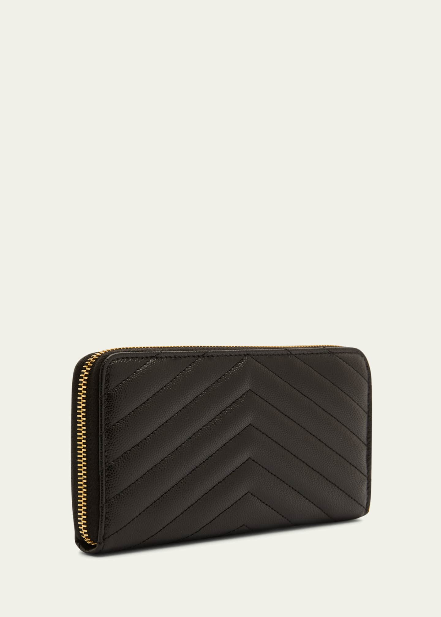 Saint Laurent Matelasse Grain de Poudre Monogram Zip Around Wallet