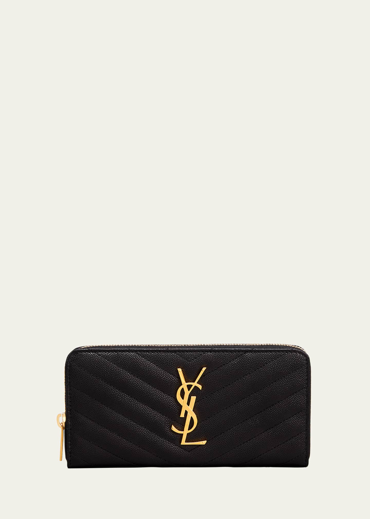 YSL black zip wallet