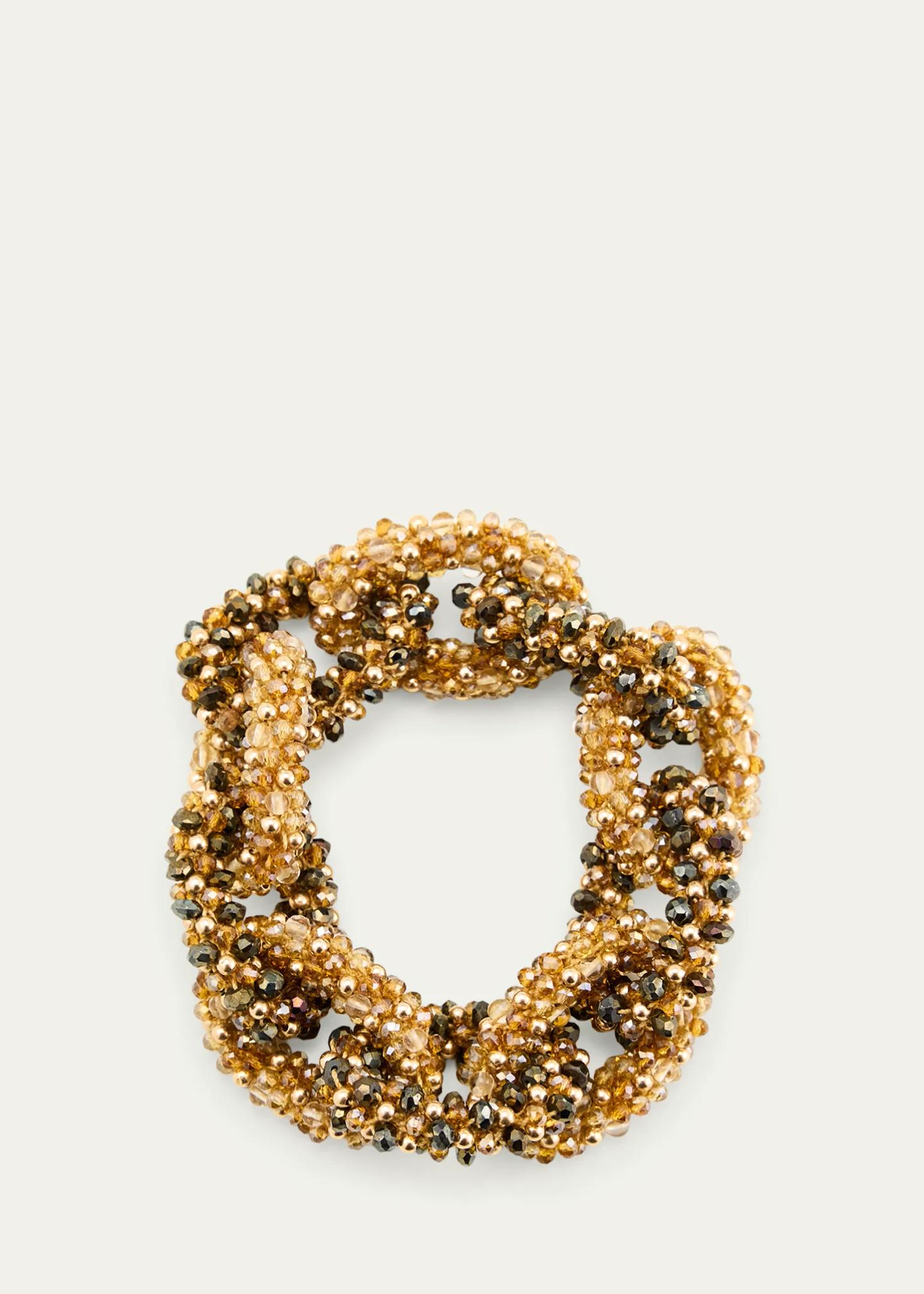 Meredith Frederick Elsa Multi CZ and 14K Gold Faceted Link Bracelet ...