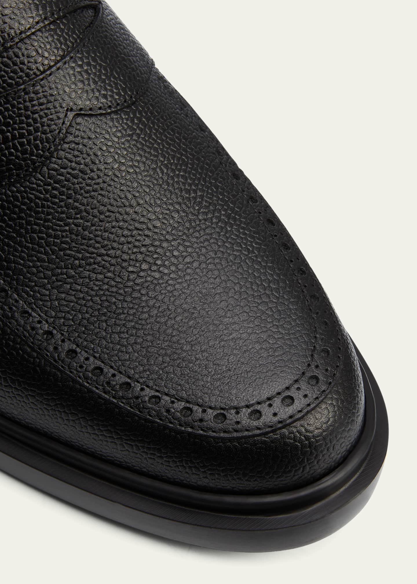 Mens leather sole penny loafers hot sale
