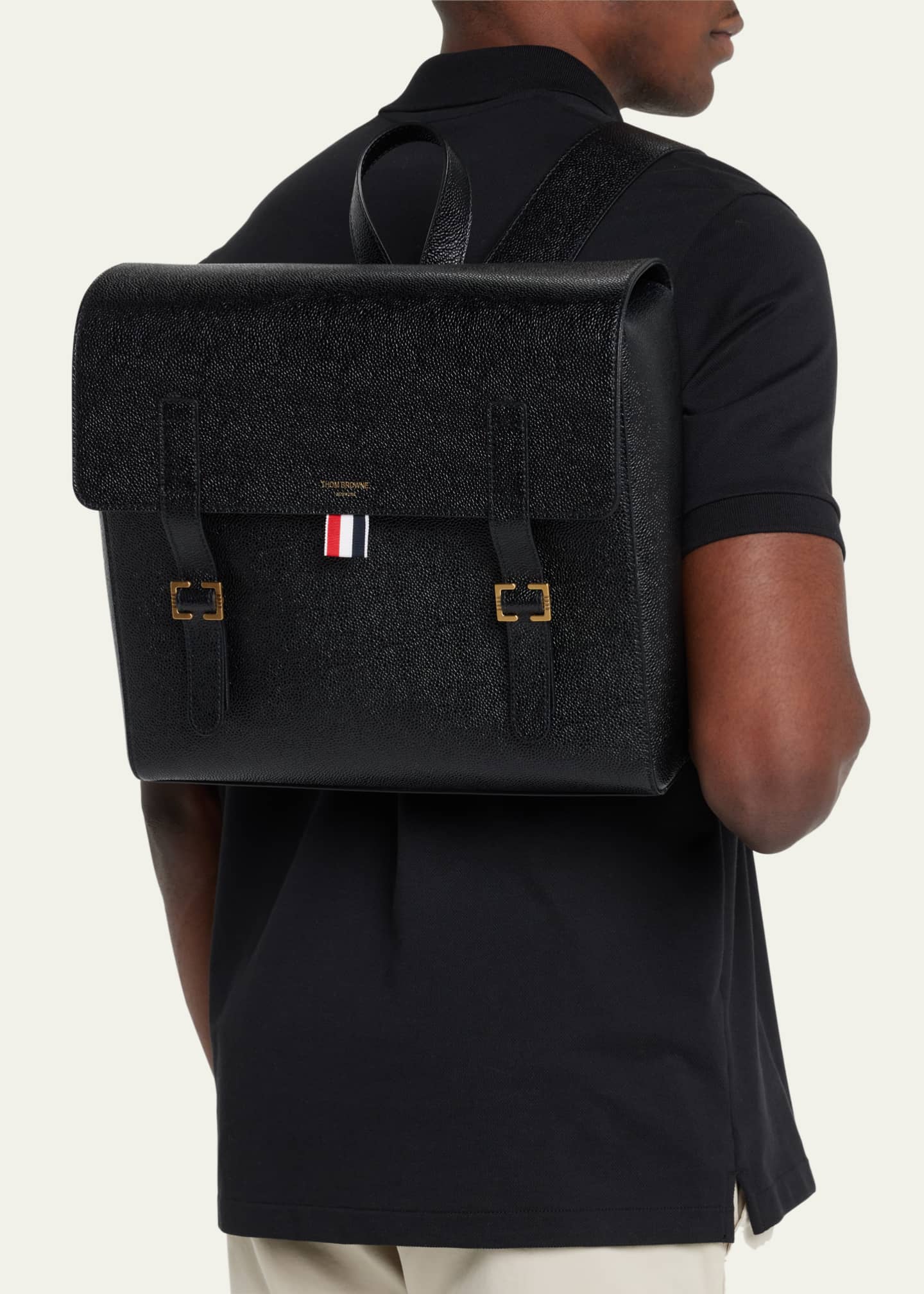 Thom Browne Men s Grained Leather Backpack Bergdorf Goodman
