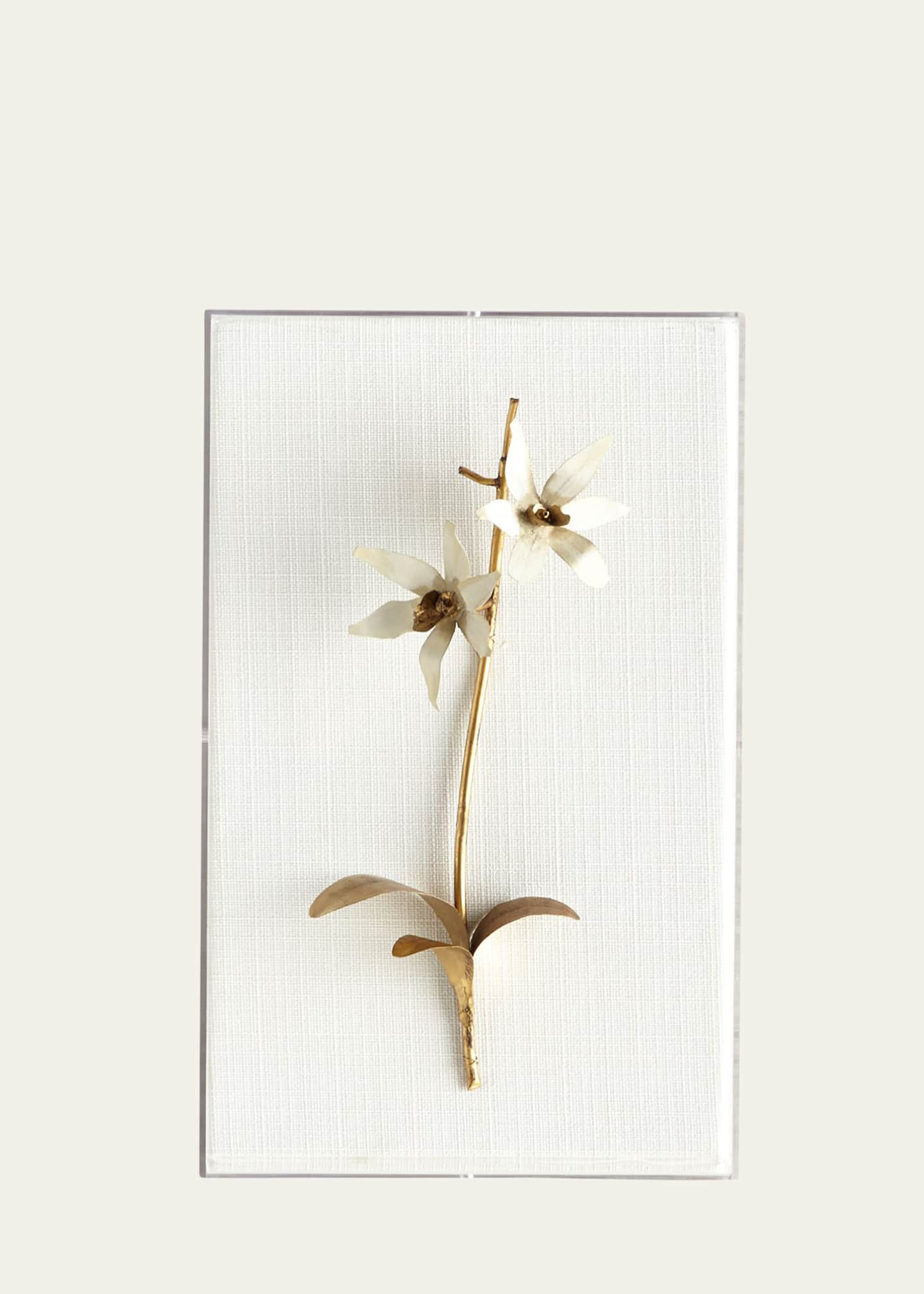 Tommy Mitchell Original Gilded Orchid on White Linen