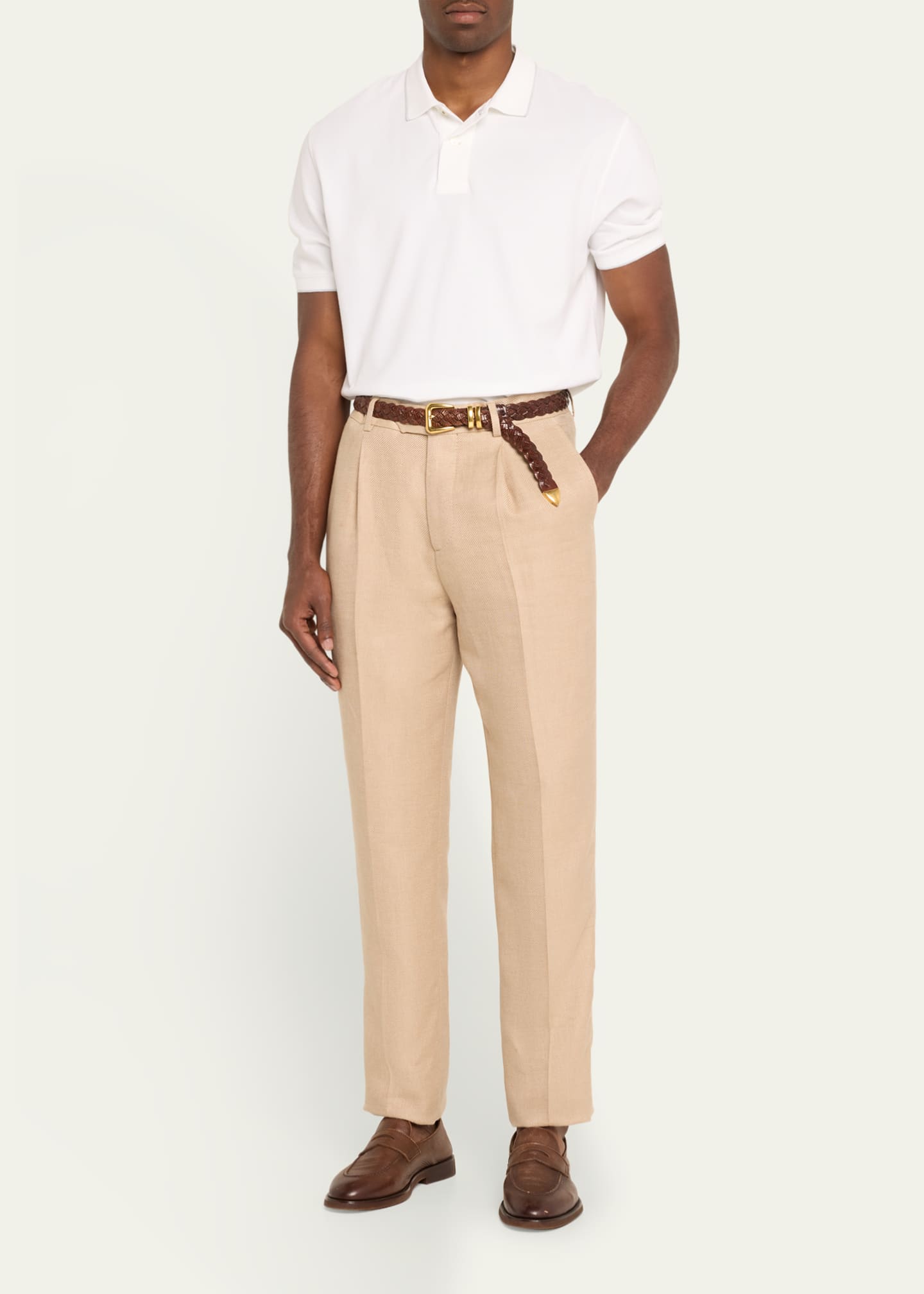 Brunello Cucinelli Men's Solid Pique Polo Shirt Image 2 of 5