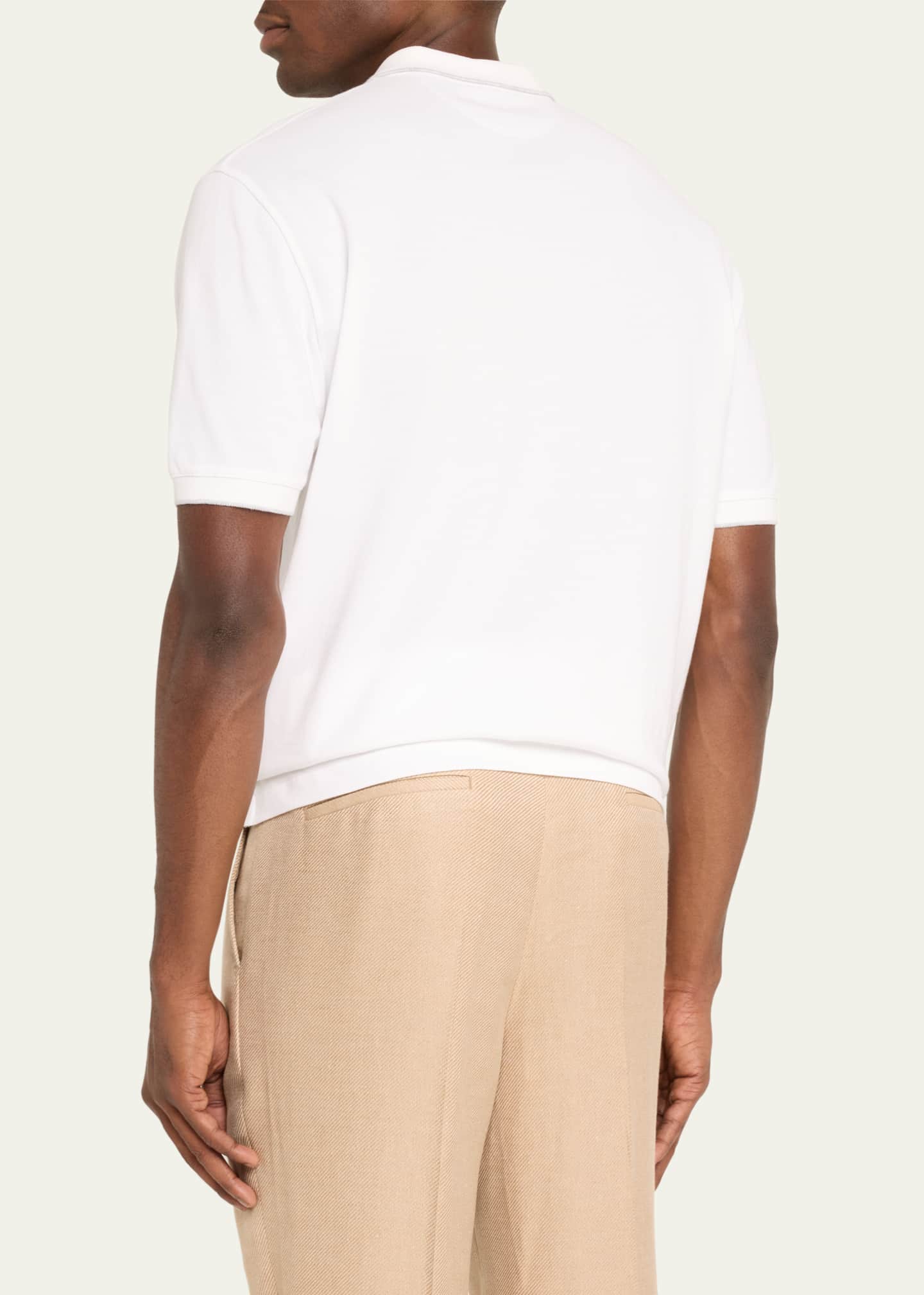 Brunello Cucinelli Men's Solid Pique Polo Shirt Image 3 of 5