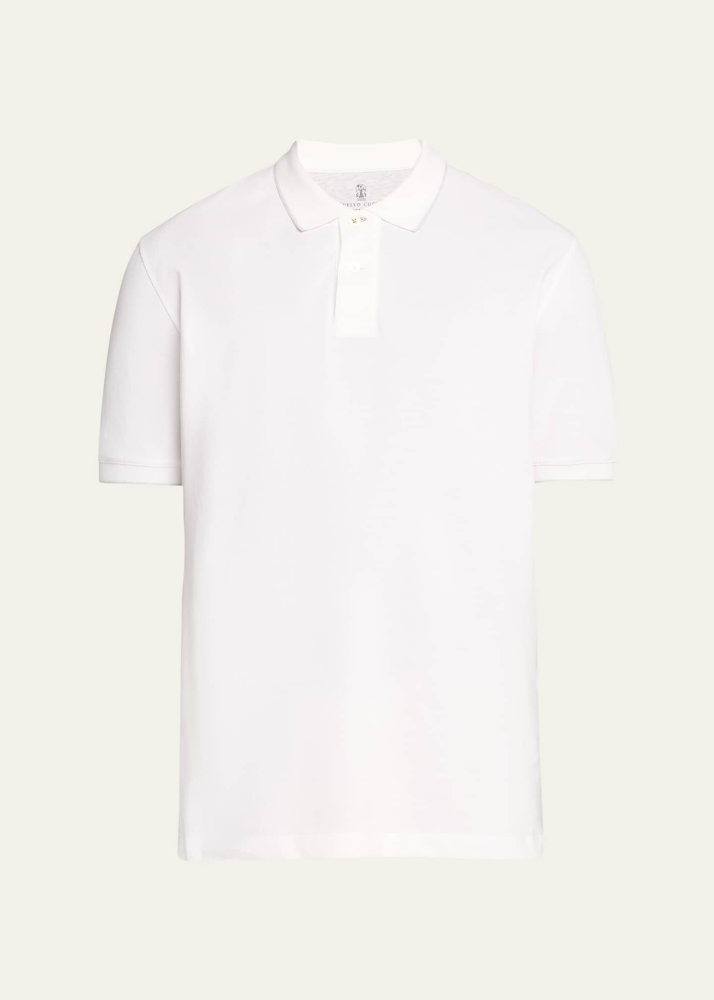 Brunello Cucinelli Men's Solid Pique Polo Shirt Image 1 of 5