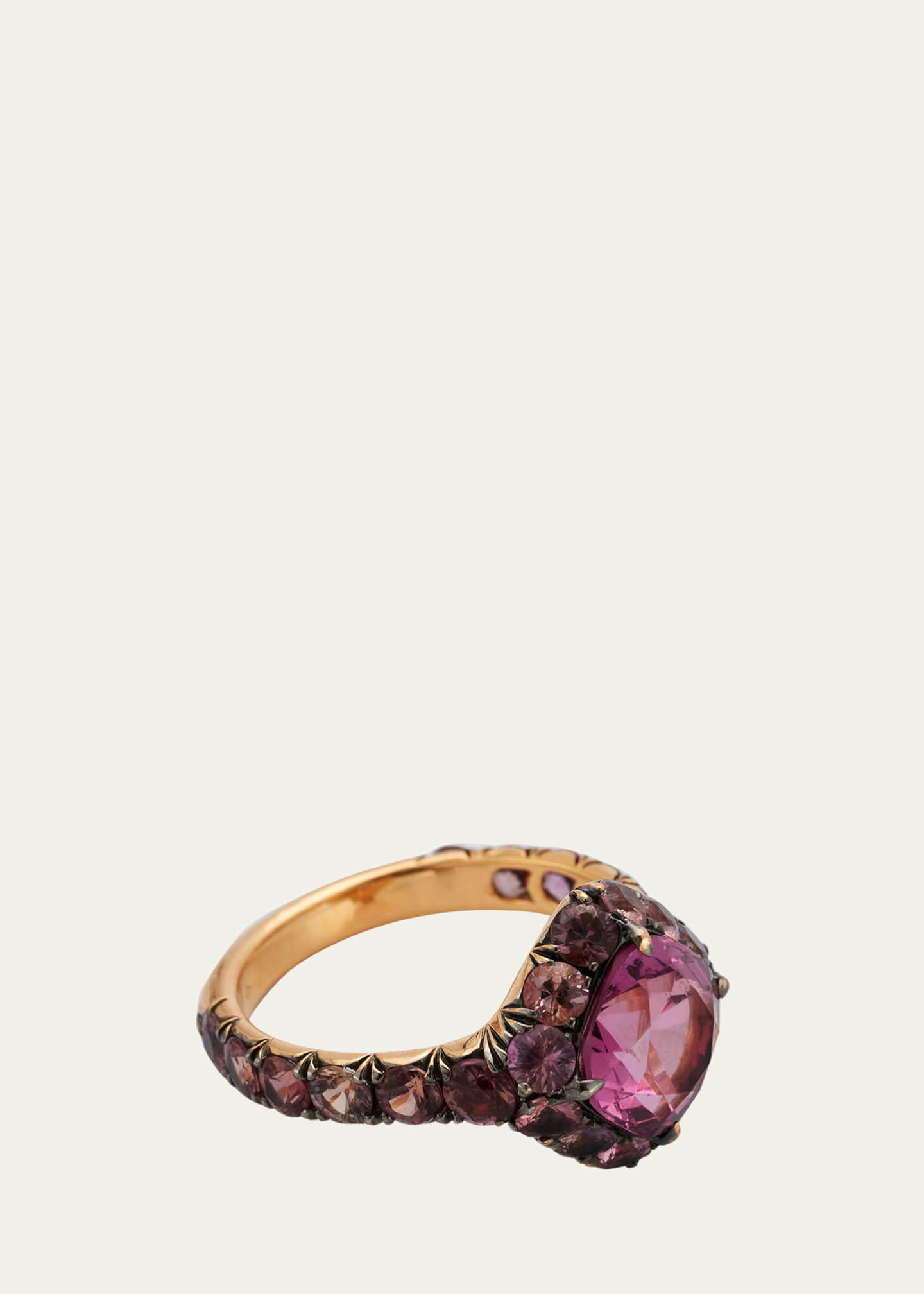 G 18k Rose Gold Garnet and Sapphire Ring Image 3 of 4