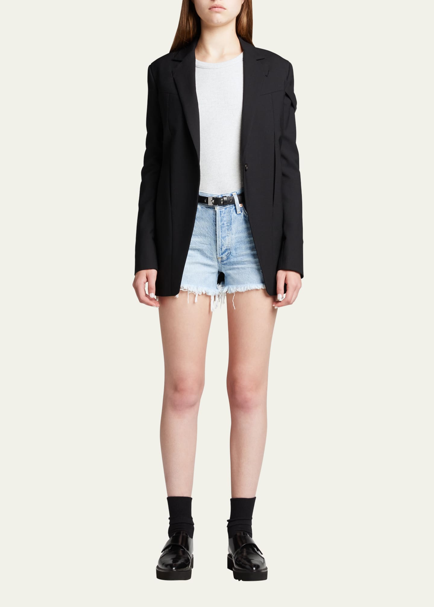 AGOLDE Parker Vintage Frayed-Hem Denim Shorts Image 2 of 5