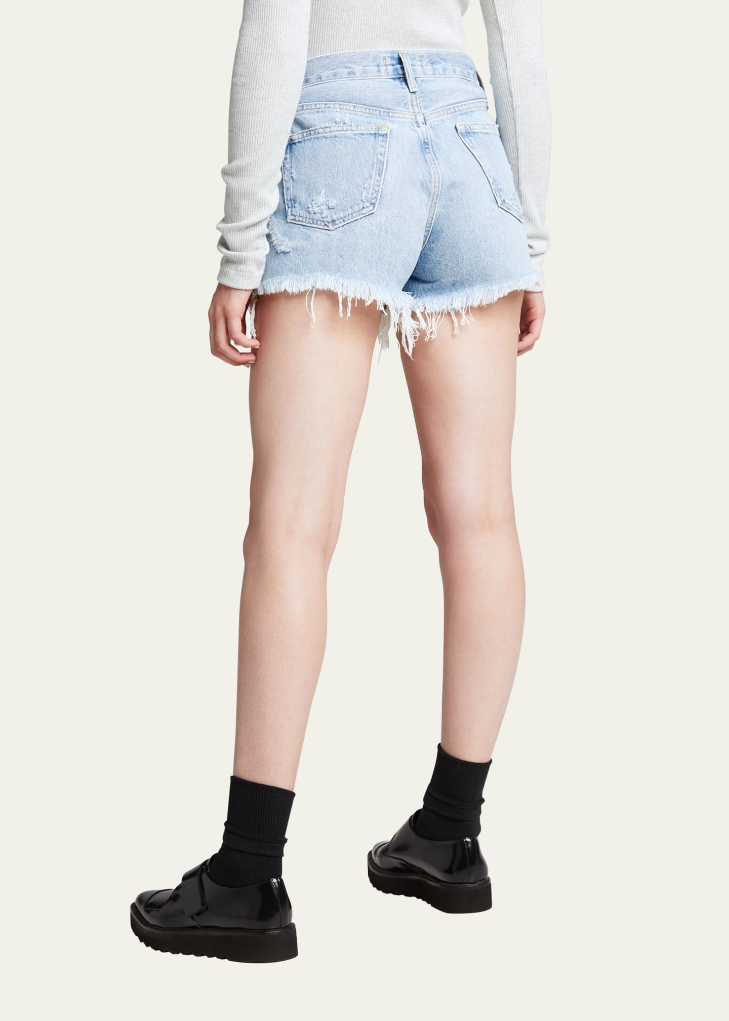 AGOLDE Parker Vintage Frayed-Hem Denim Shorts Image 3 of 5