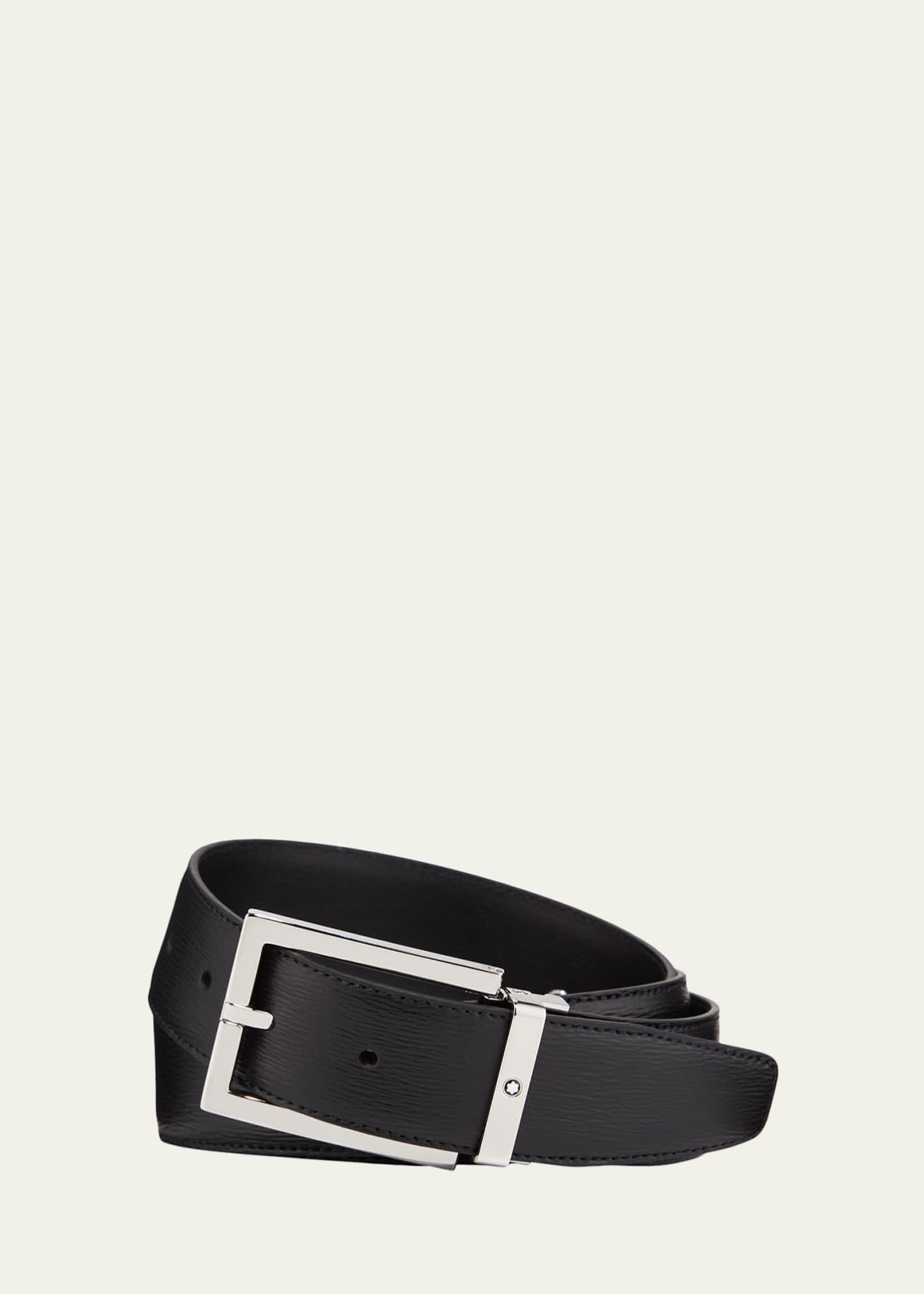 Montblanc Men's Rectangle-Buckle Leather Belt